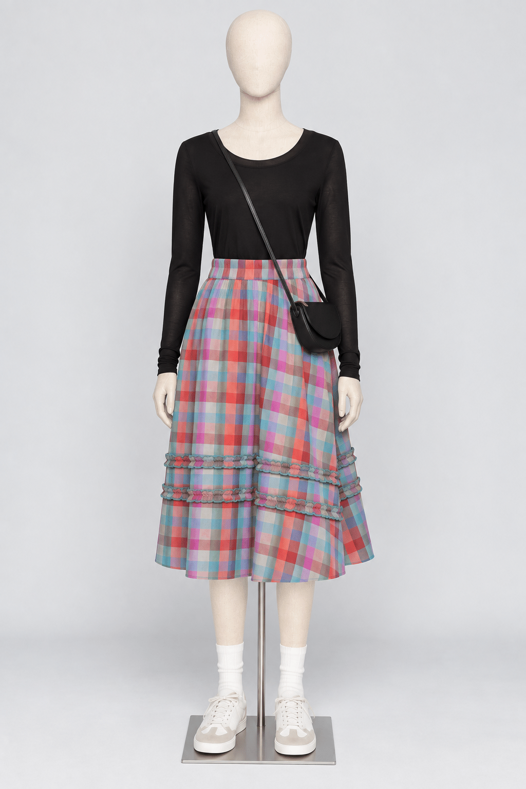 PO - Jewel Checkered Balloon Skirt