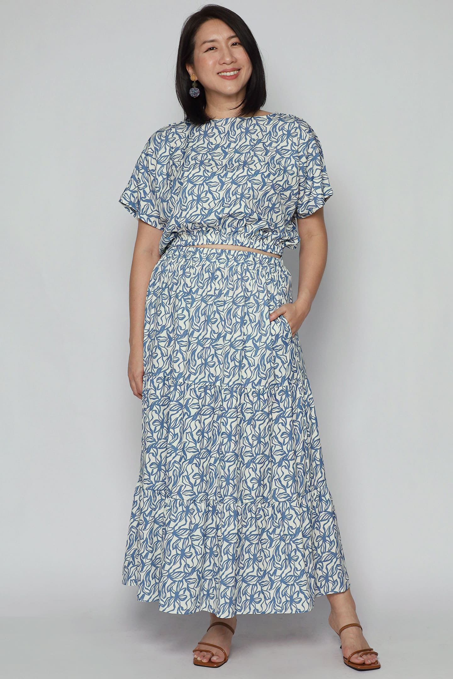 Jolin 2 in 1 Skirt Set in Blue Sketch