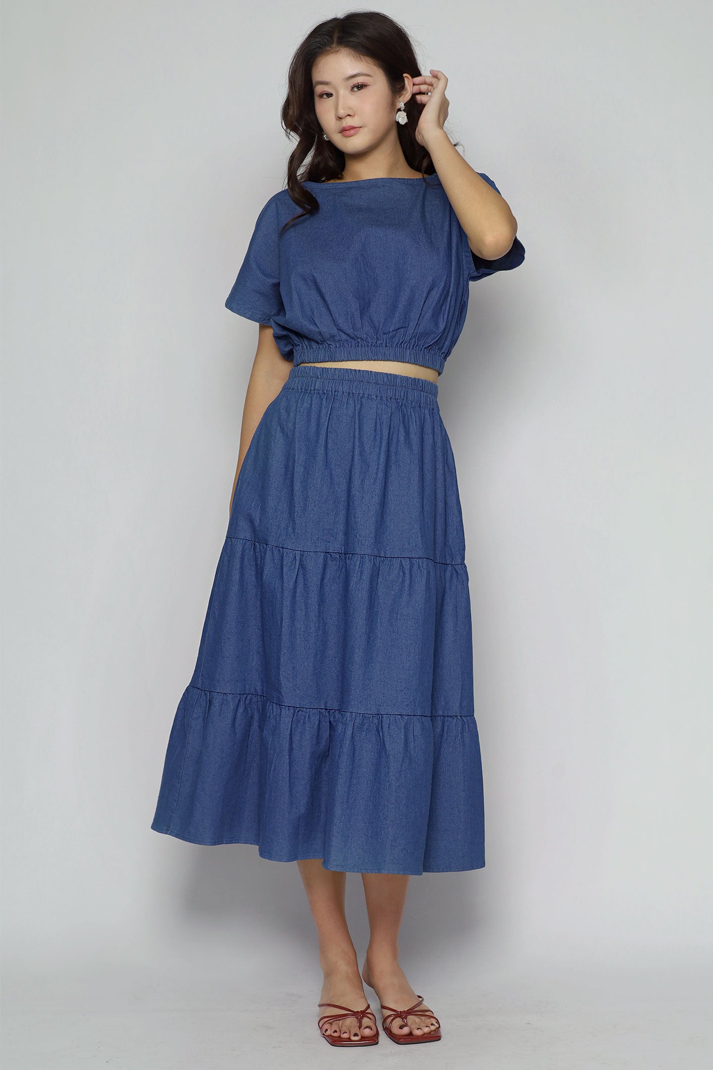 Jolin 2 in 1 Skirt Set in Blue Denim