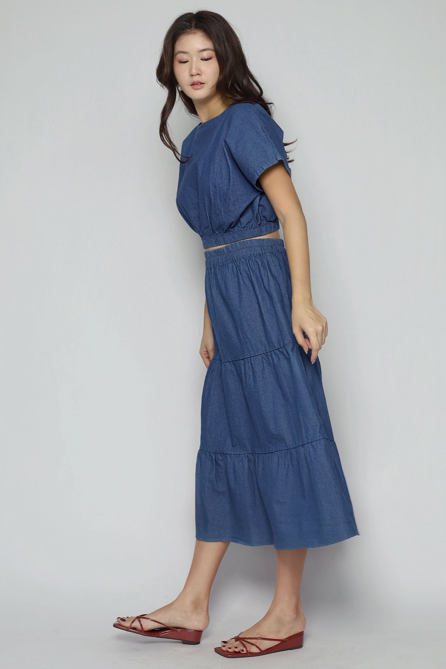 Jolin 2 in 1 Skirt Set in Blue Denim