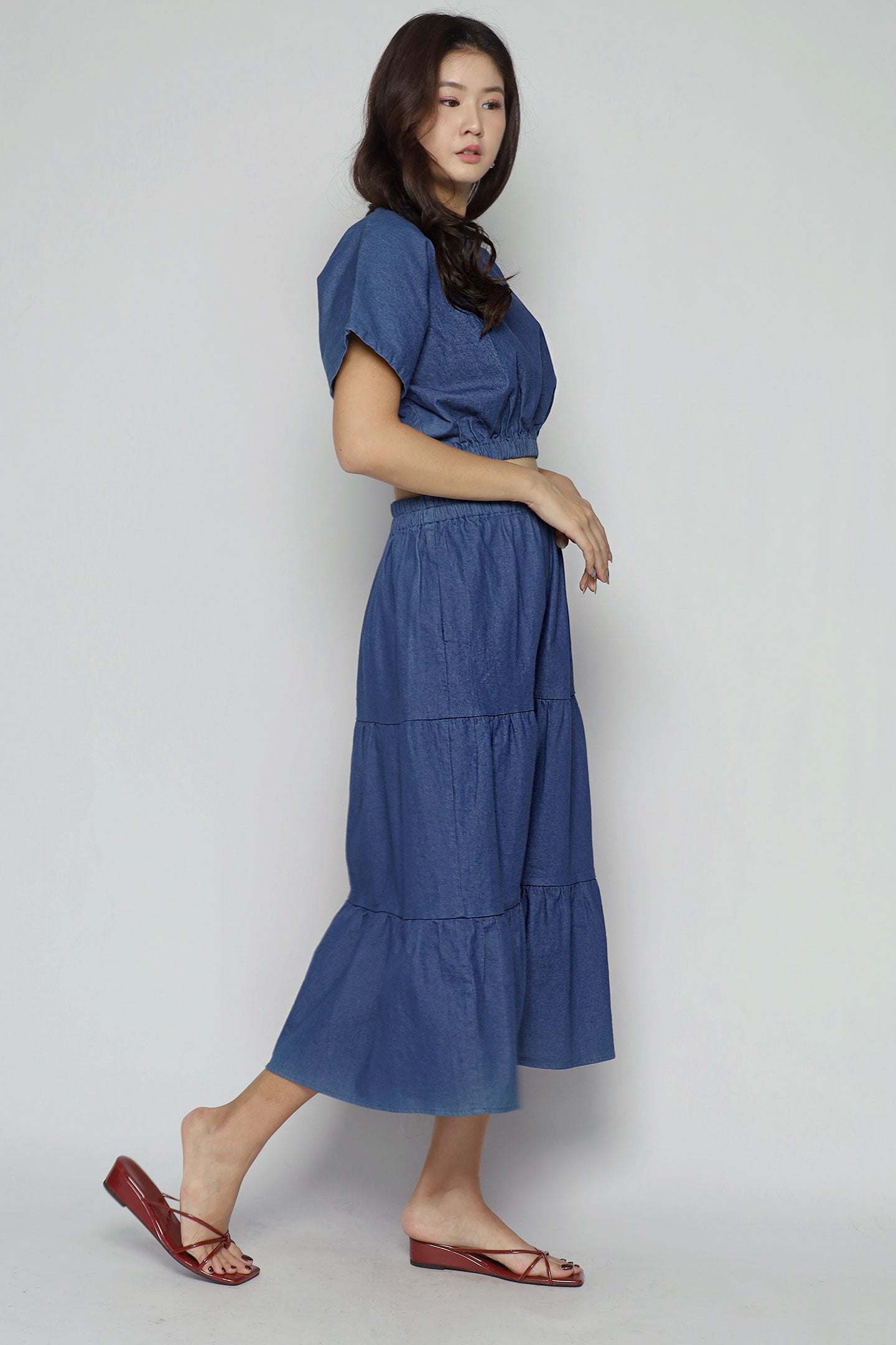 Jolin 2 in 1 Skirt Set in Blue Denim