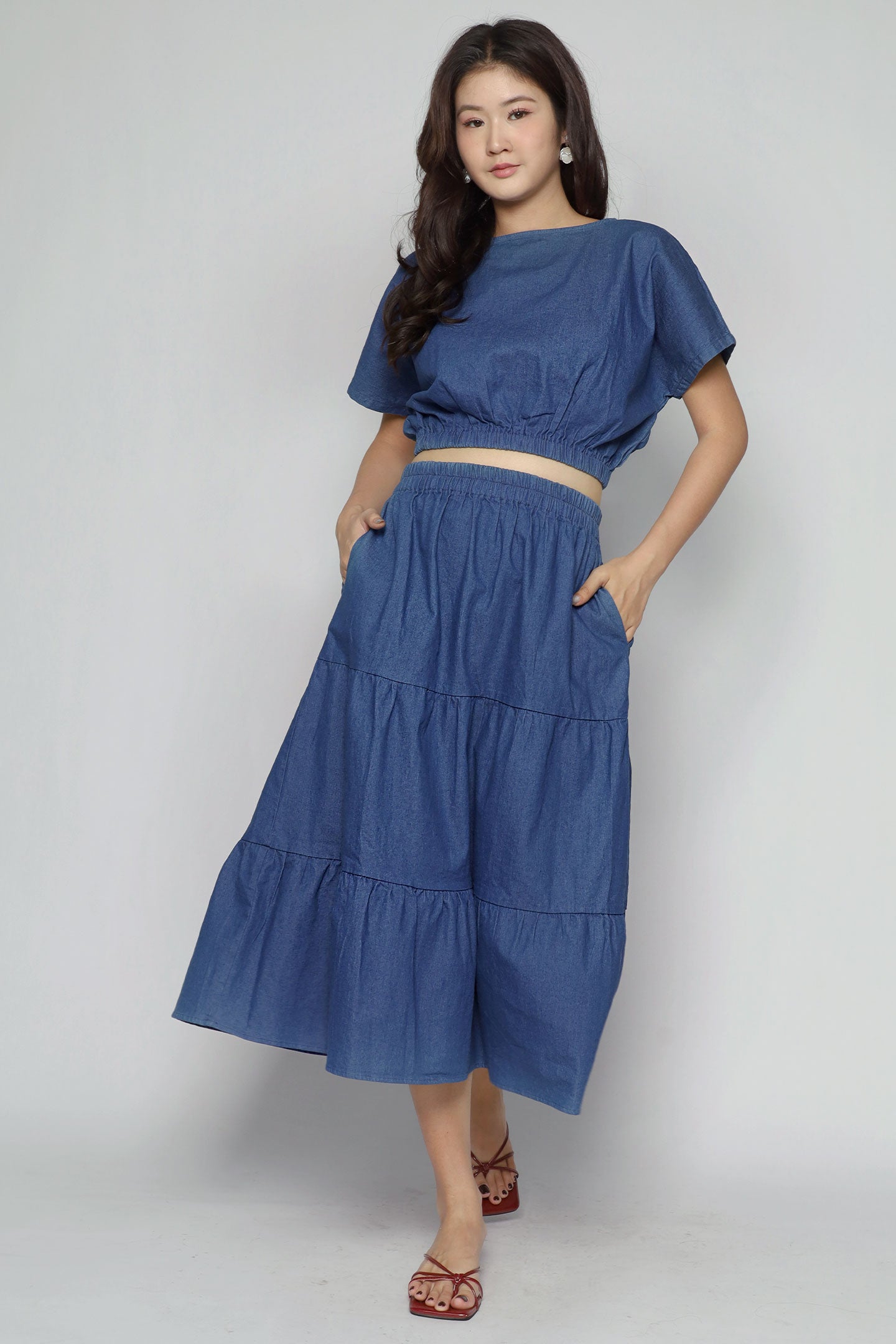 Jolin 2 in 1 Skirt Set in Blue Denim