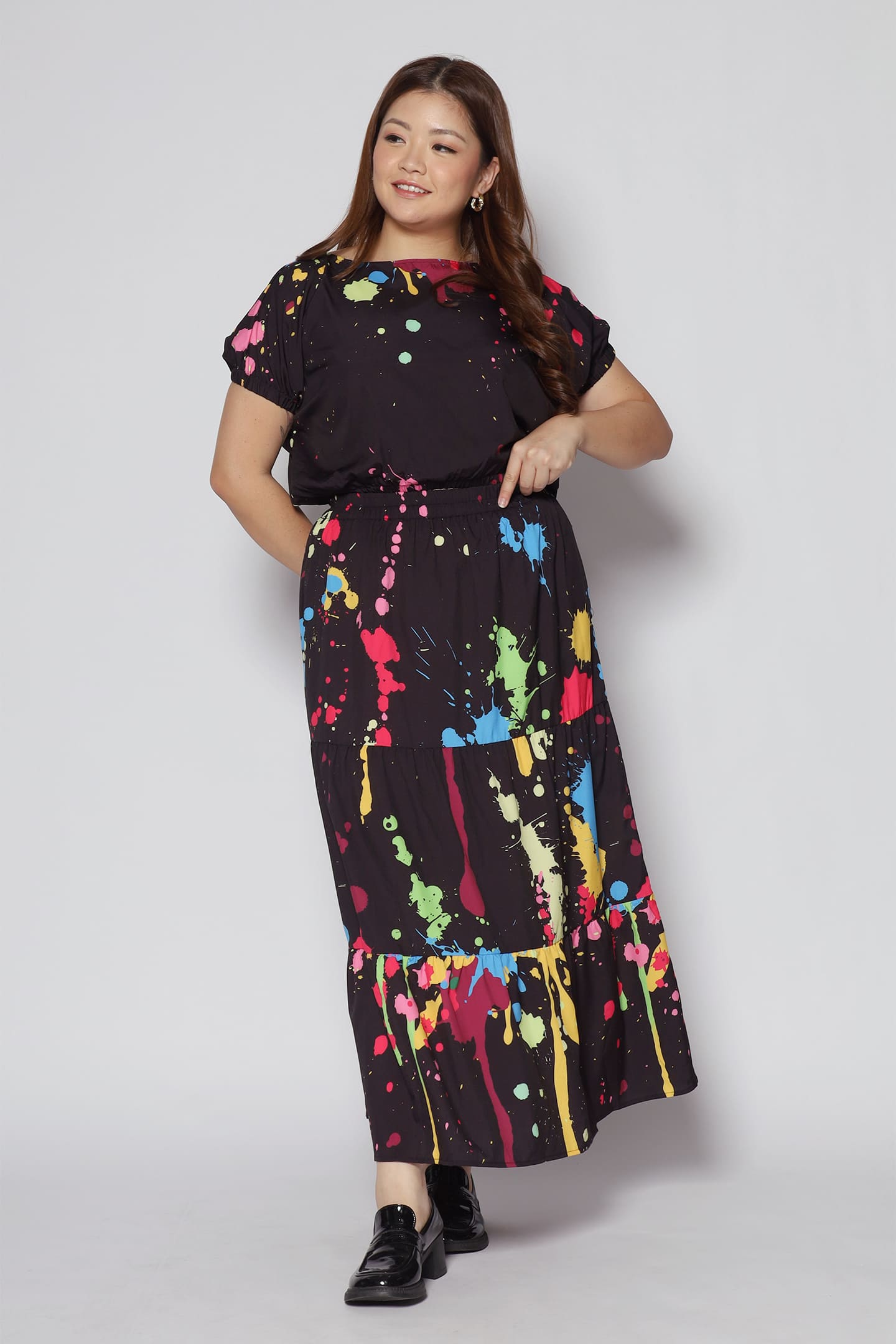 Jolin 2 in 1 Skirt Set in Paint Splatter