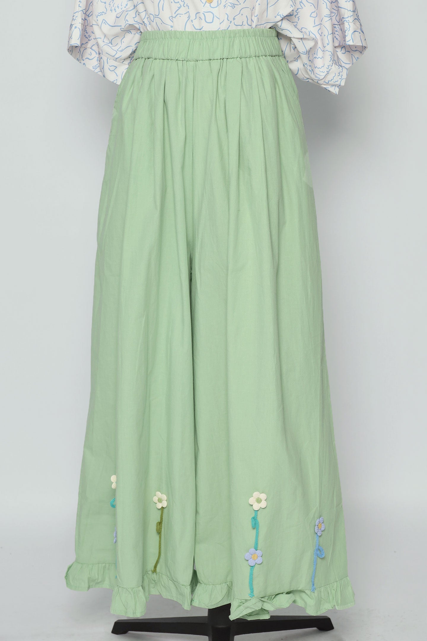 PO - Jouchae Floral Pants in Mint Green