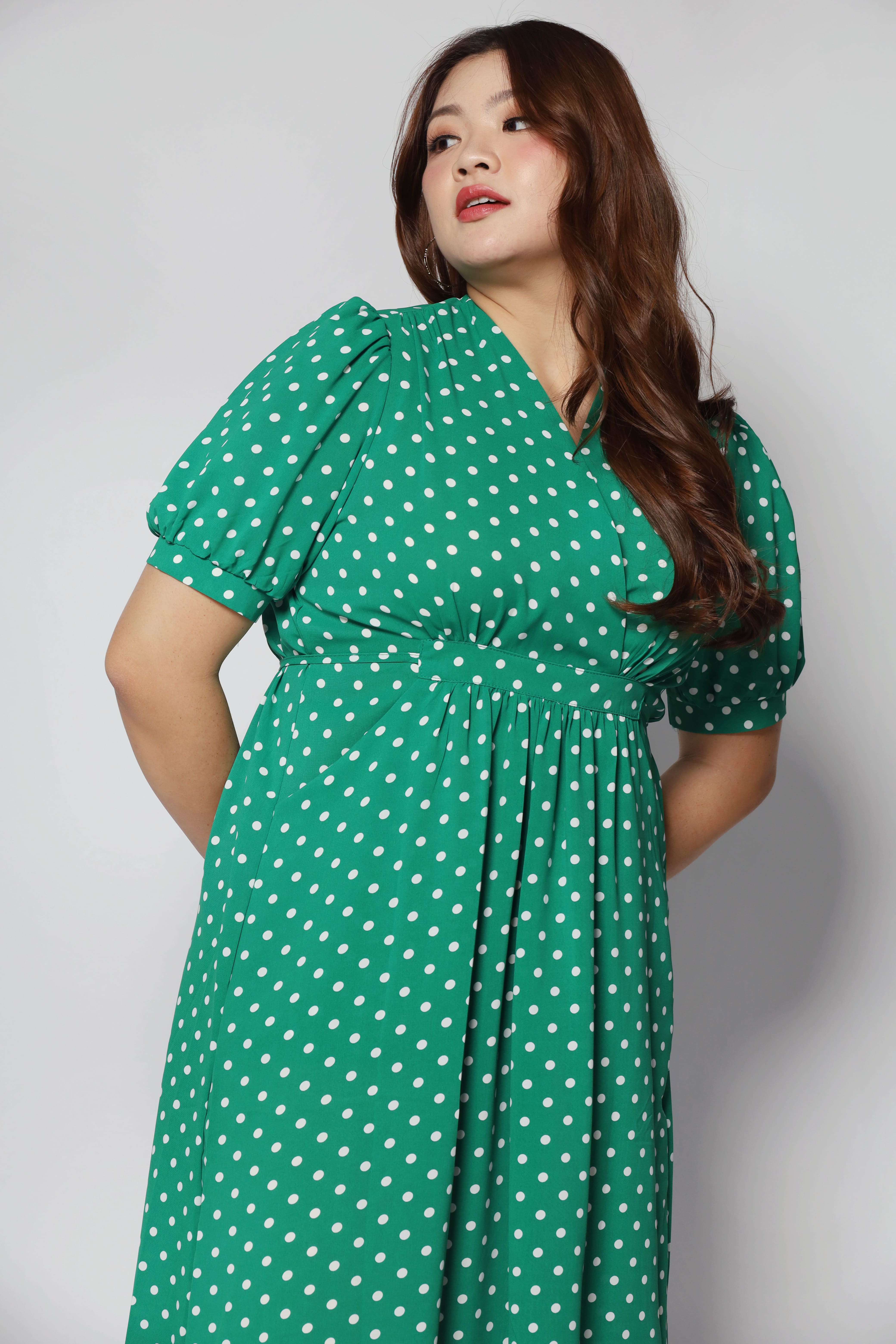 Kate Dress in Green Polkadot