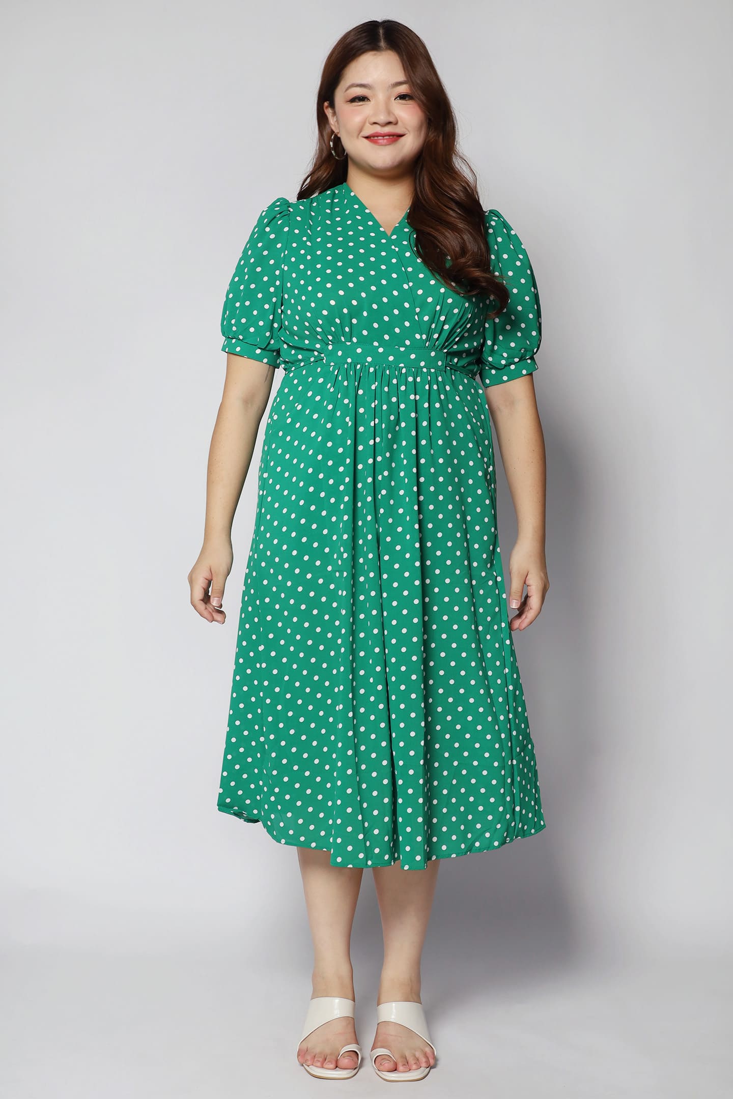 Kate Dress in Green Polkadot