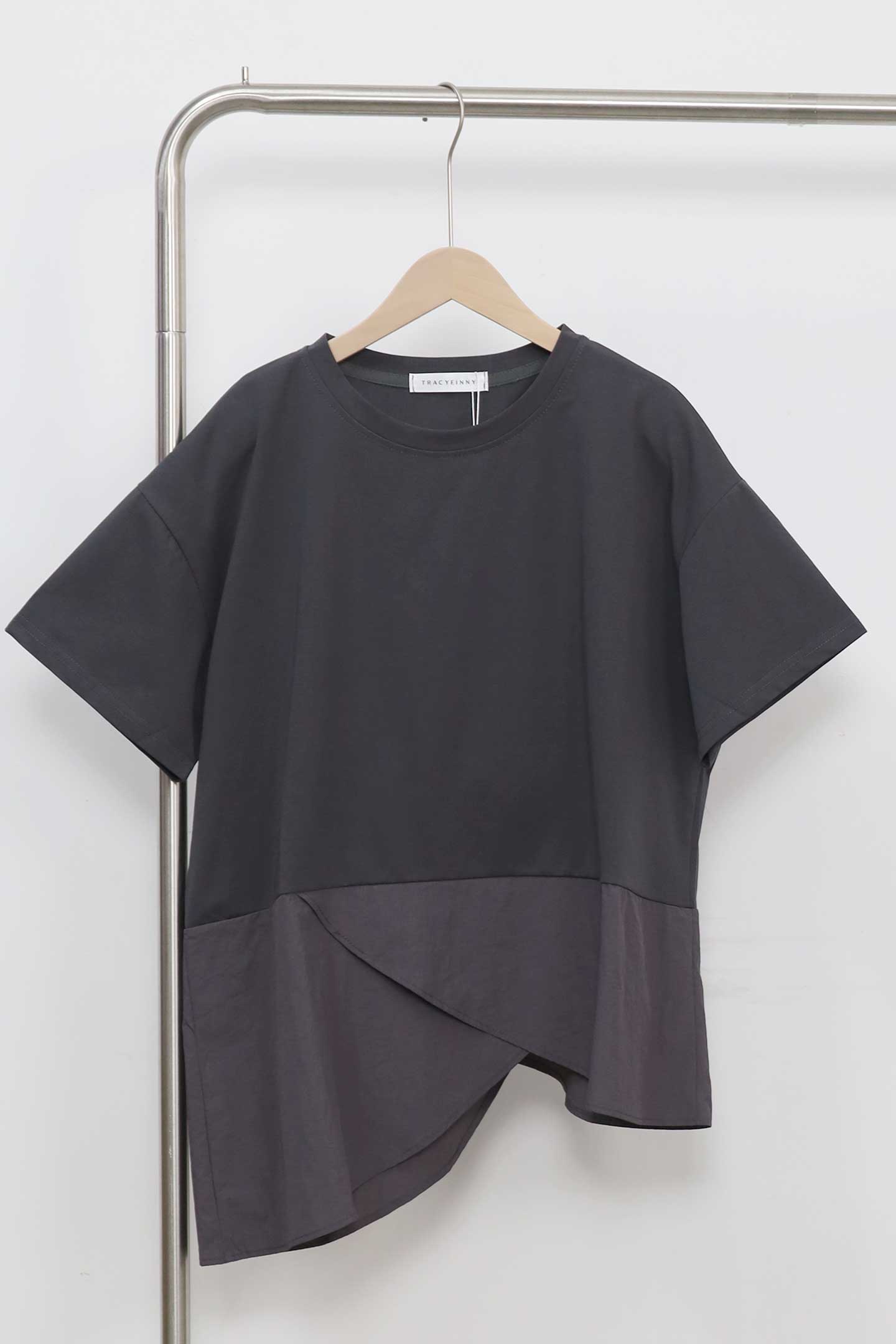 Backorders Easy By TE -  Kayden Asymmetrical Top in Grey
