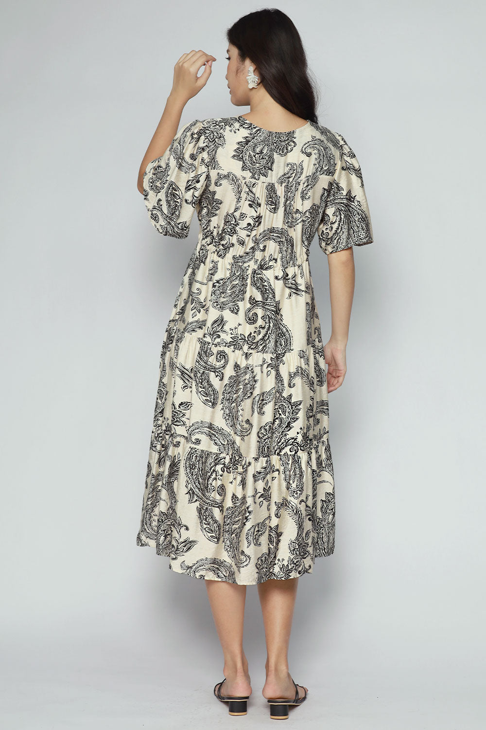 Keisha Dress in Cream Paisley