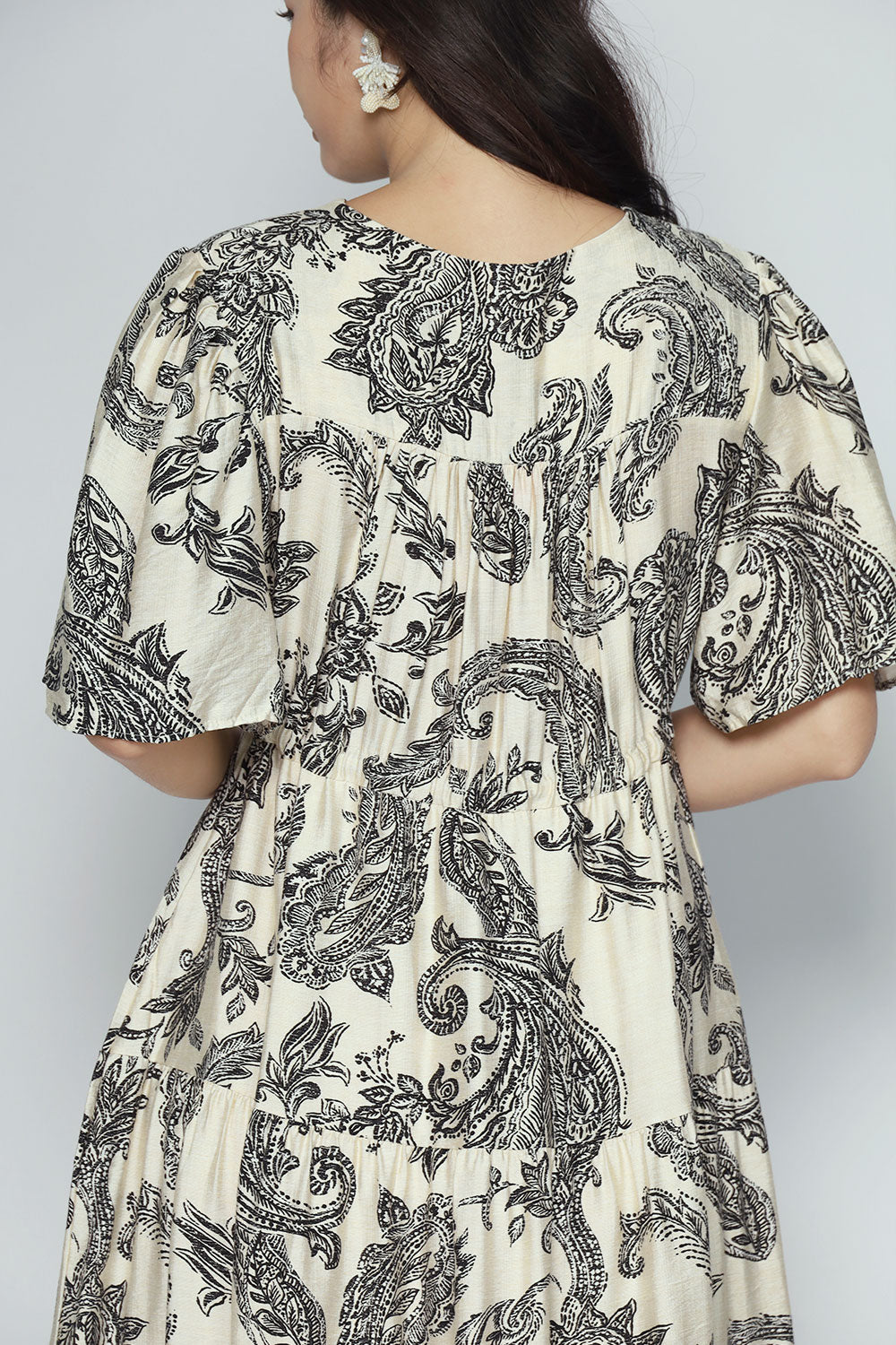 Keisha Dress in Cream Paisley
