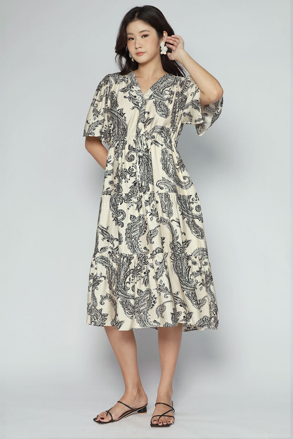 Keisha Dress in Cream Paisley