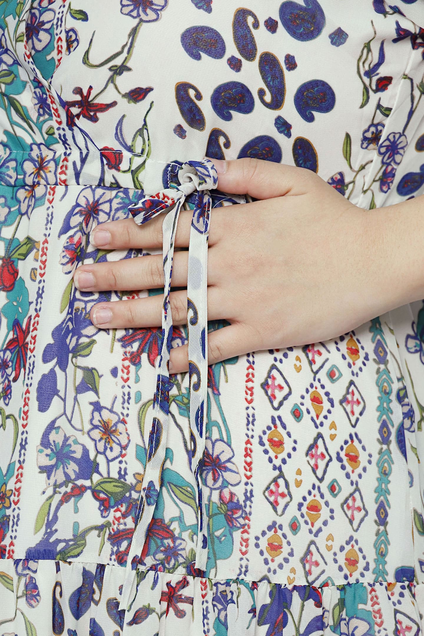 Keisha Dress in White Garden Trail