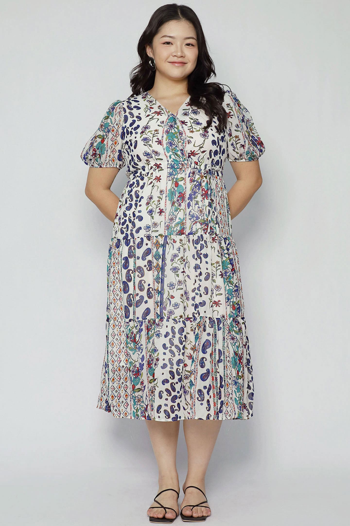 Keisha Dress in White Garden Trail