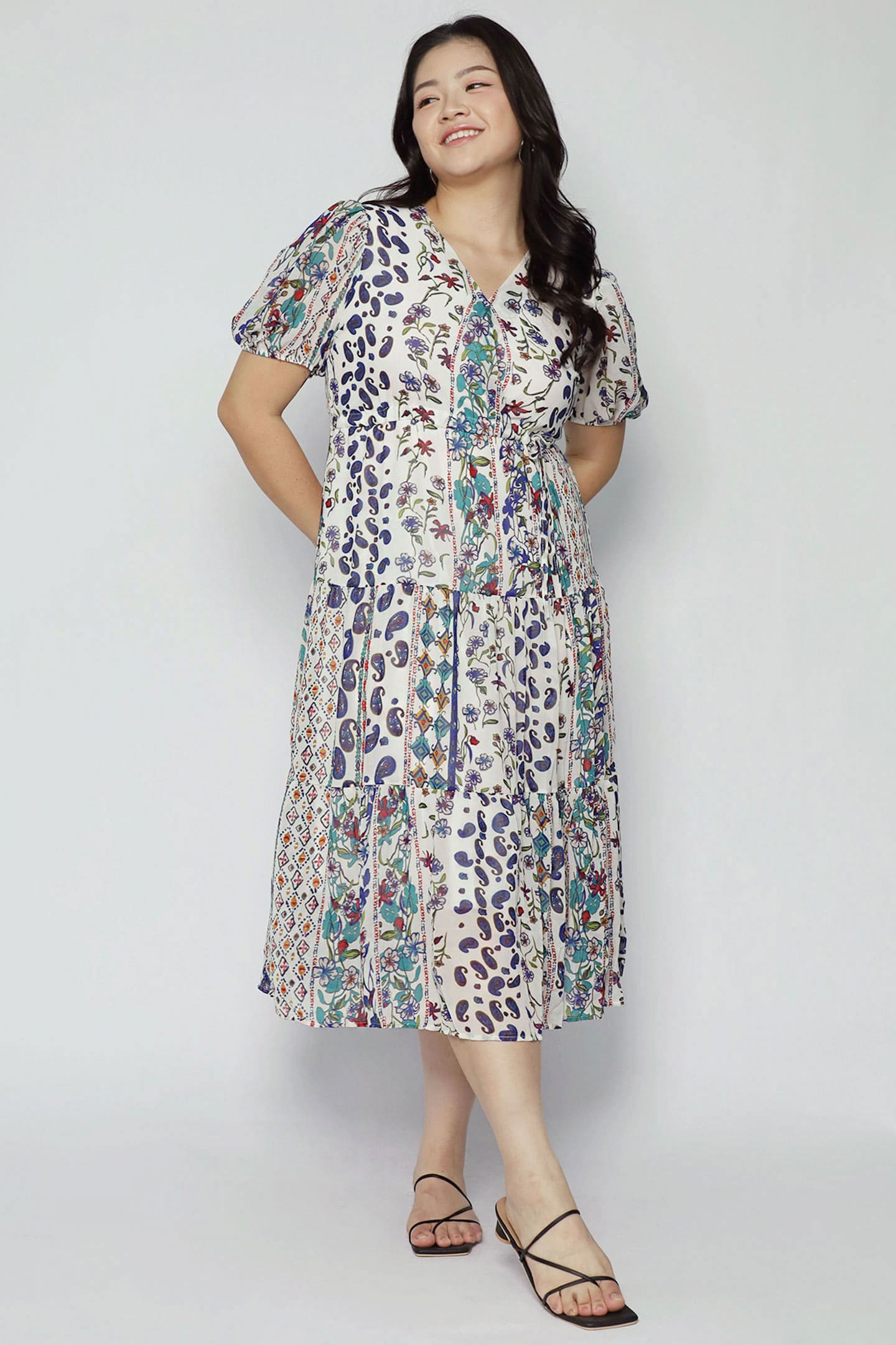 Keisha Dress in White Garden Trail