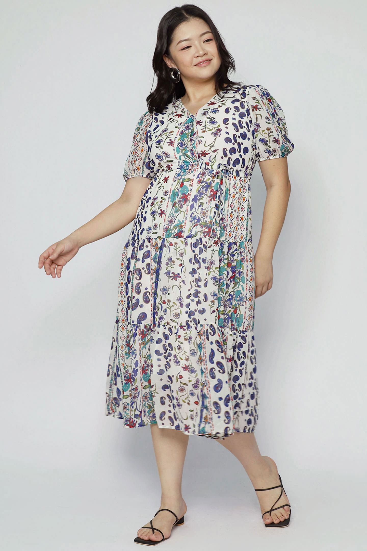 Keisha Dress in White Garden Trail