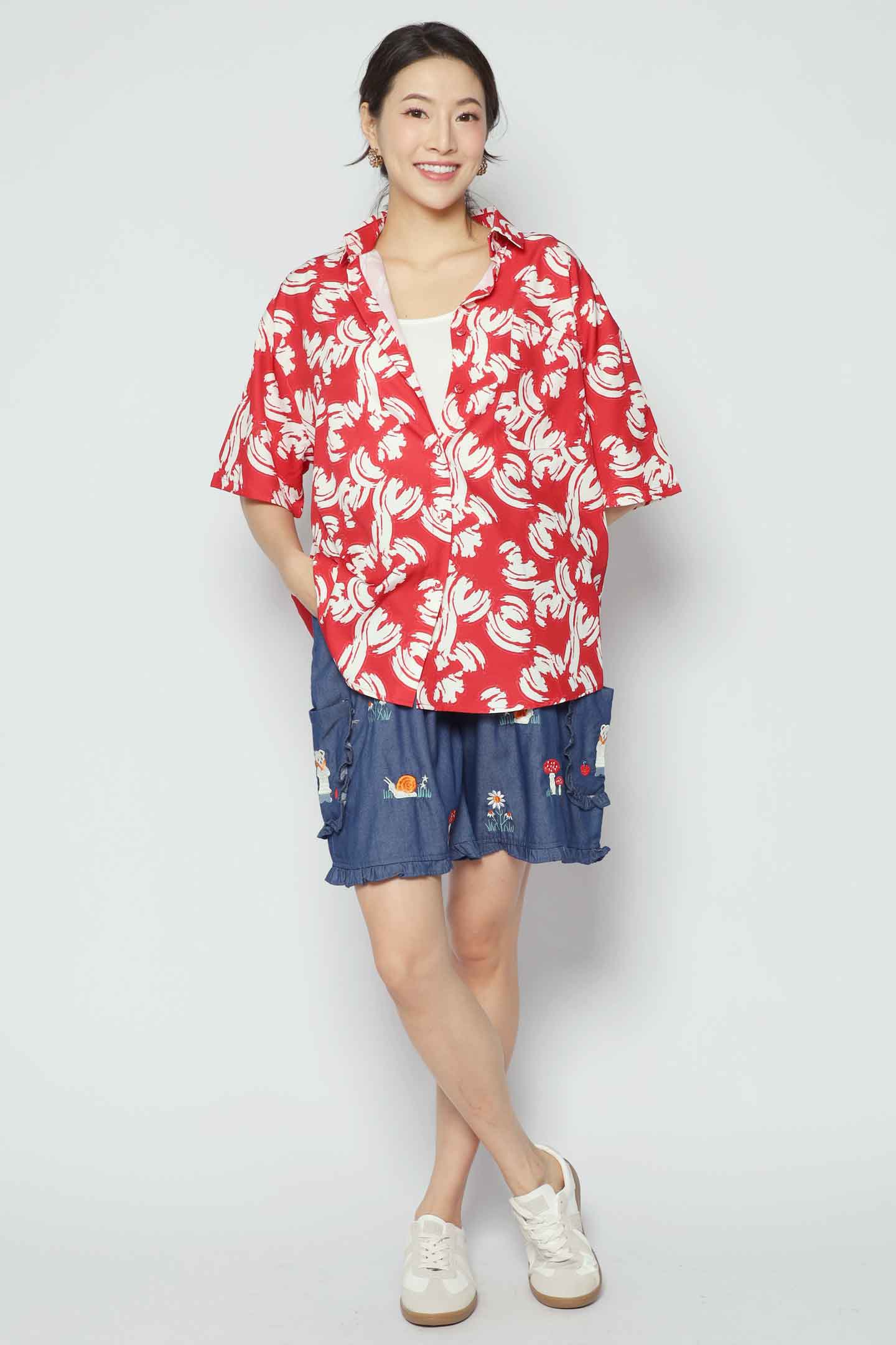 Ken Shirt in Red Strokes