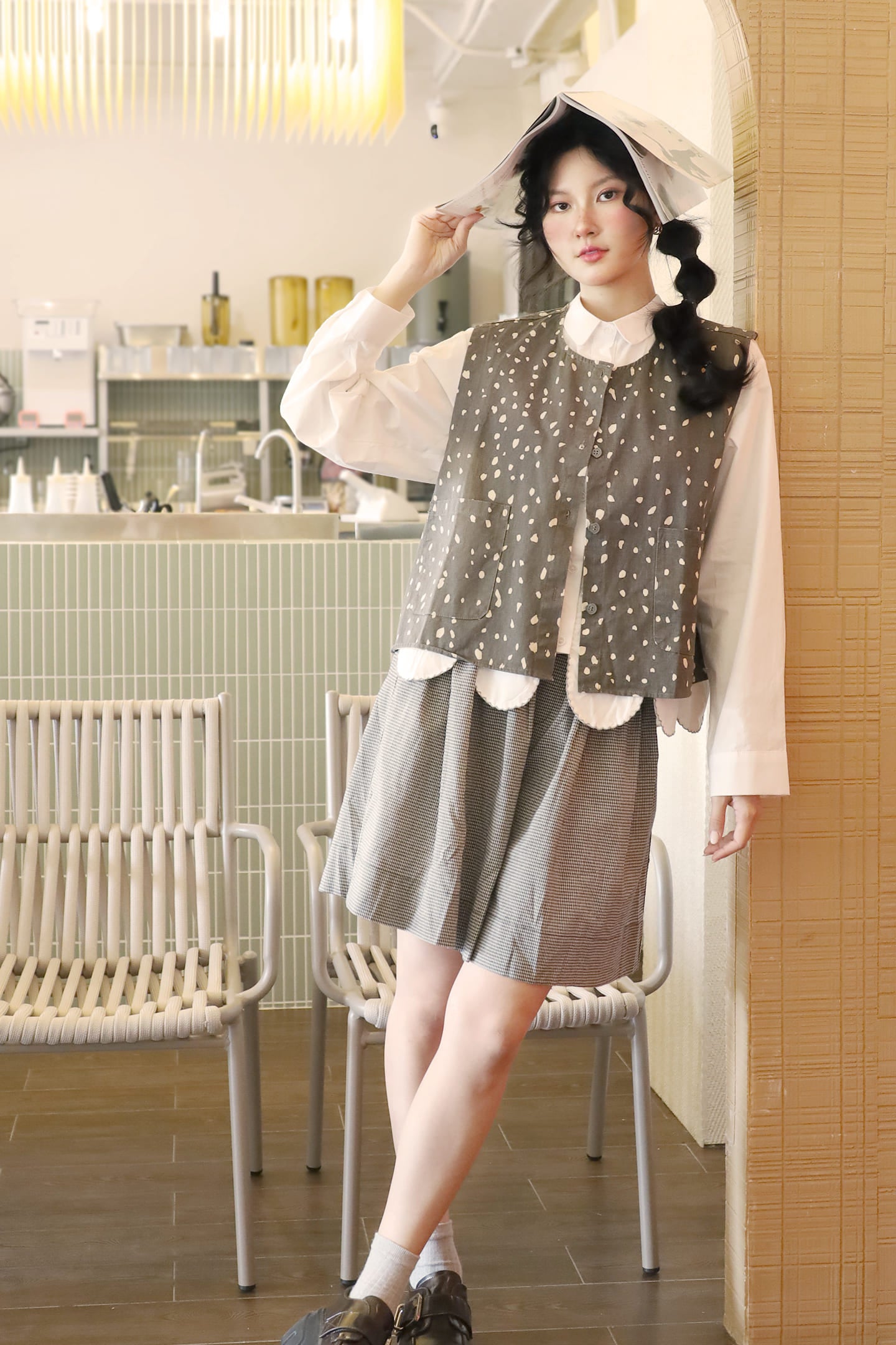 JOY - Kline Abstract Top in Dark Grey