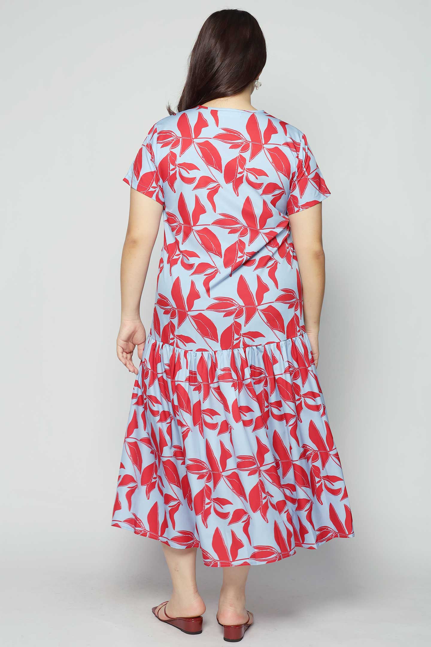Komy Dress in Red Blue Ferns