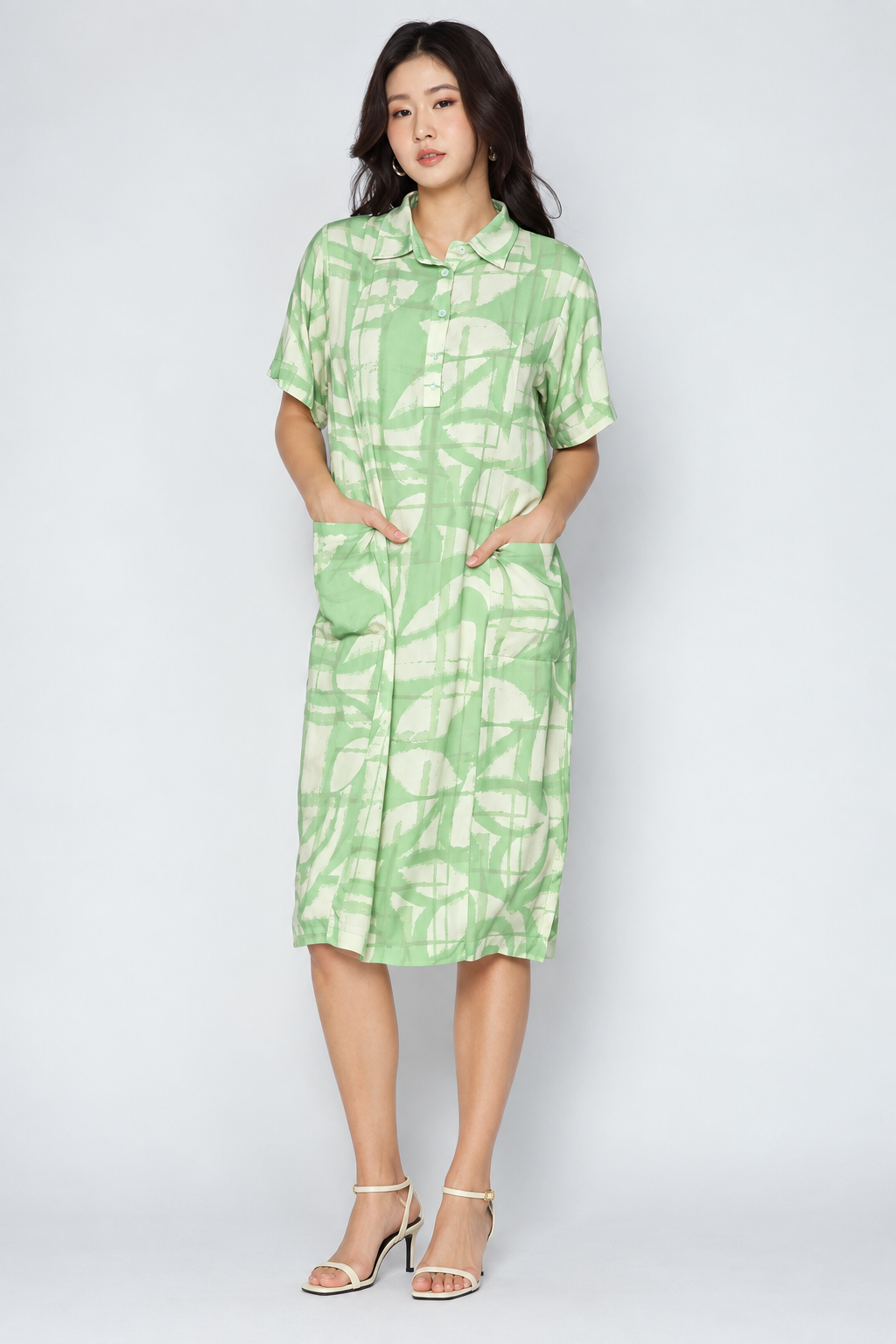 Kona Dress in Sage Strokes