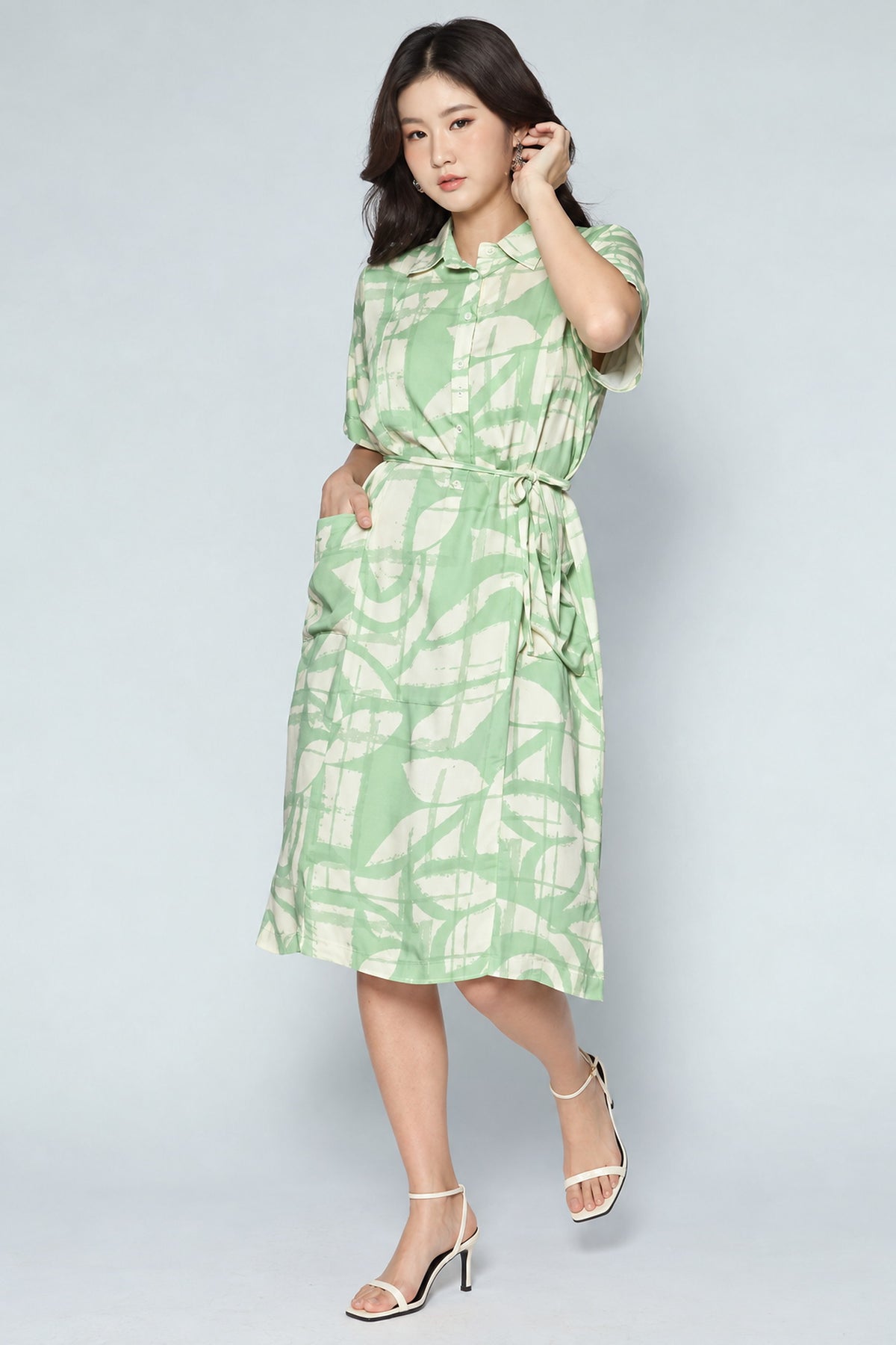 Kona Dress in Sage Strokes