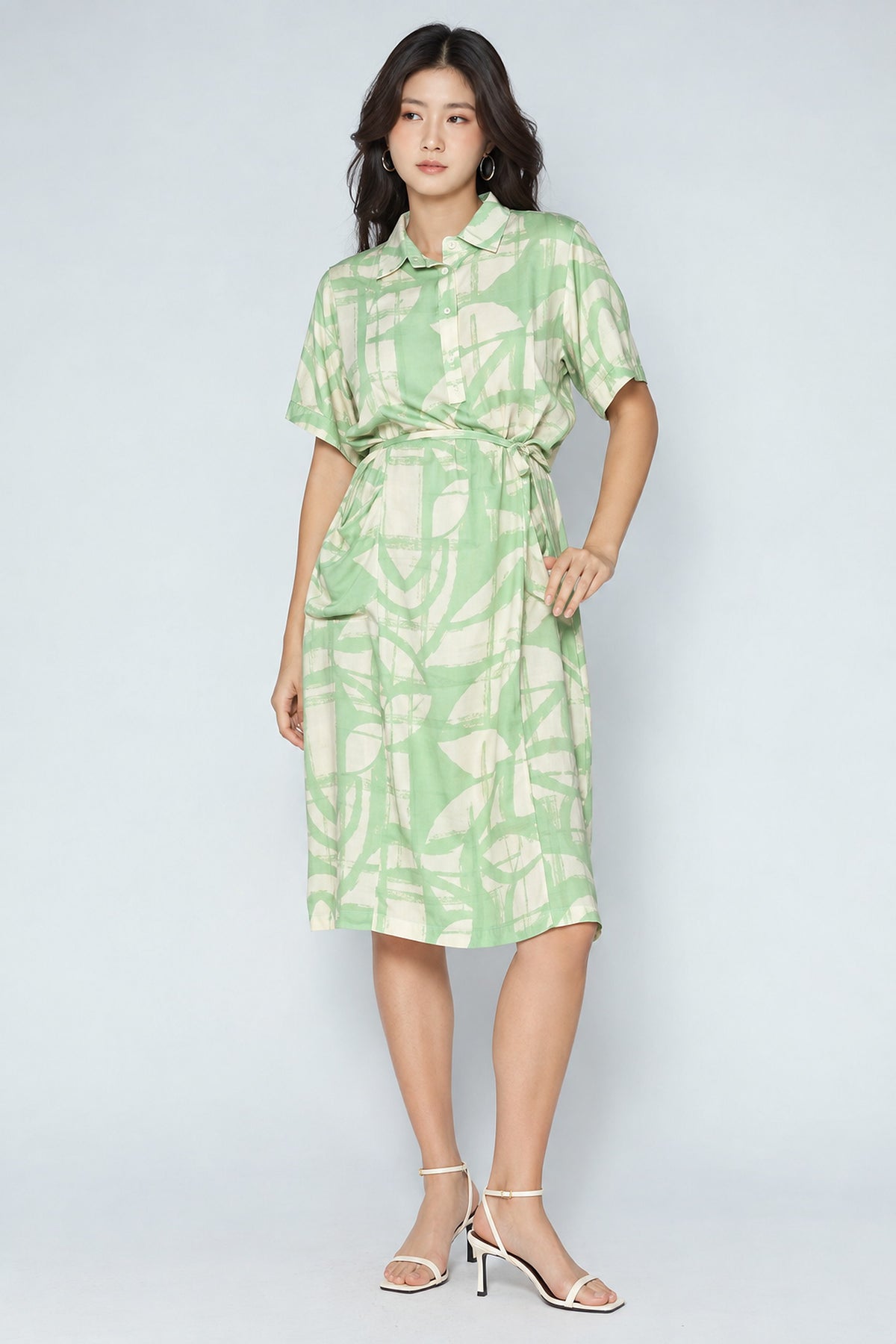 Kona Dress in Sage Strokes