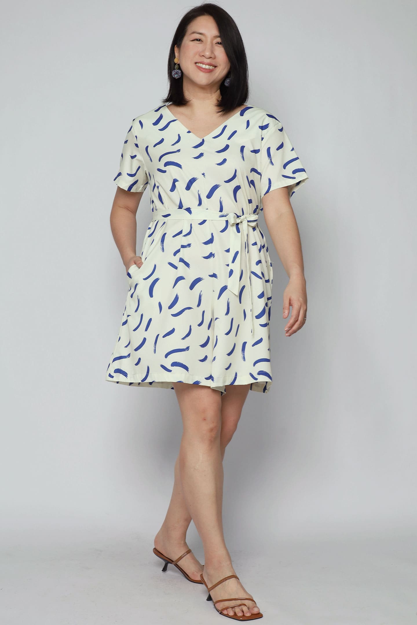 Kuroshiro Playsuit in Blue Dash