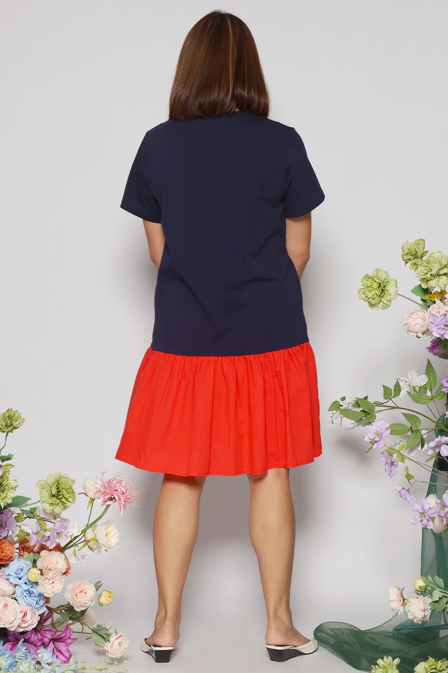 Kyong Colourblock Dress in Blue Coral