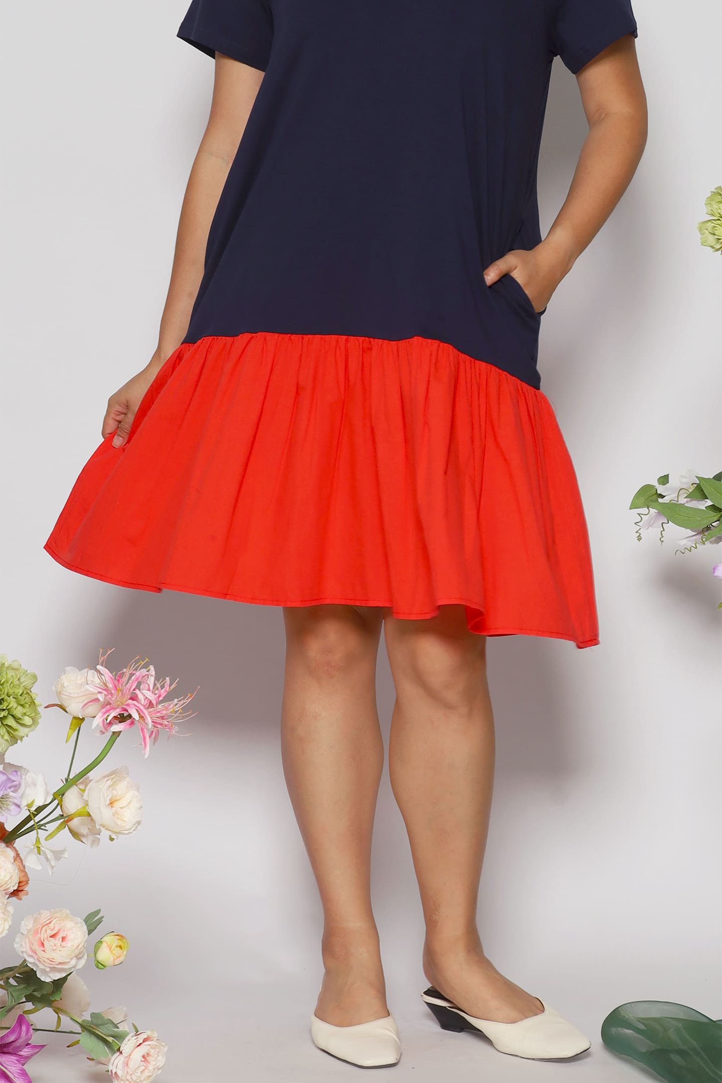 Kyong Colourblock Dress in Blue Coral