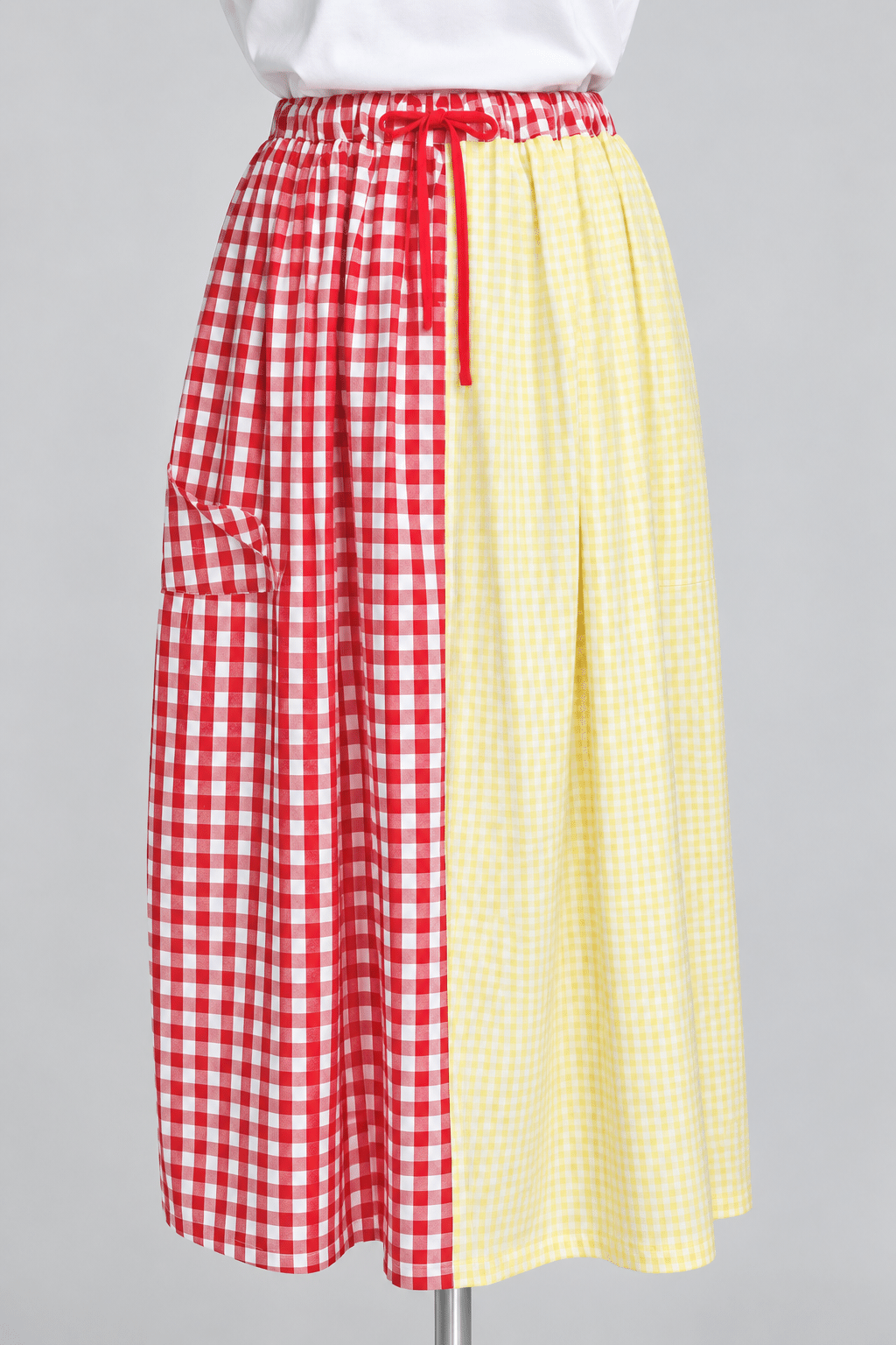 PO - Leonice Checkered Skirt in Red Yellow