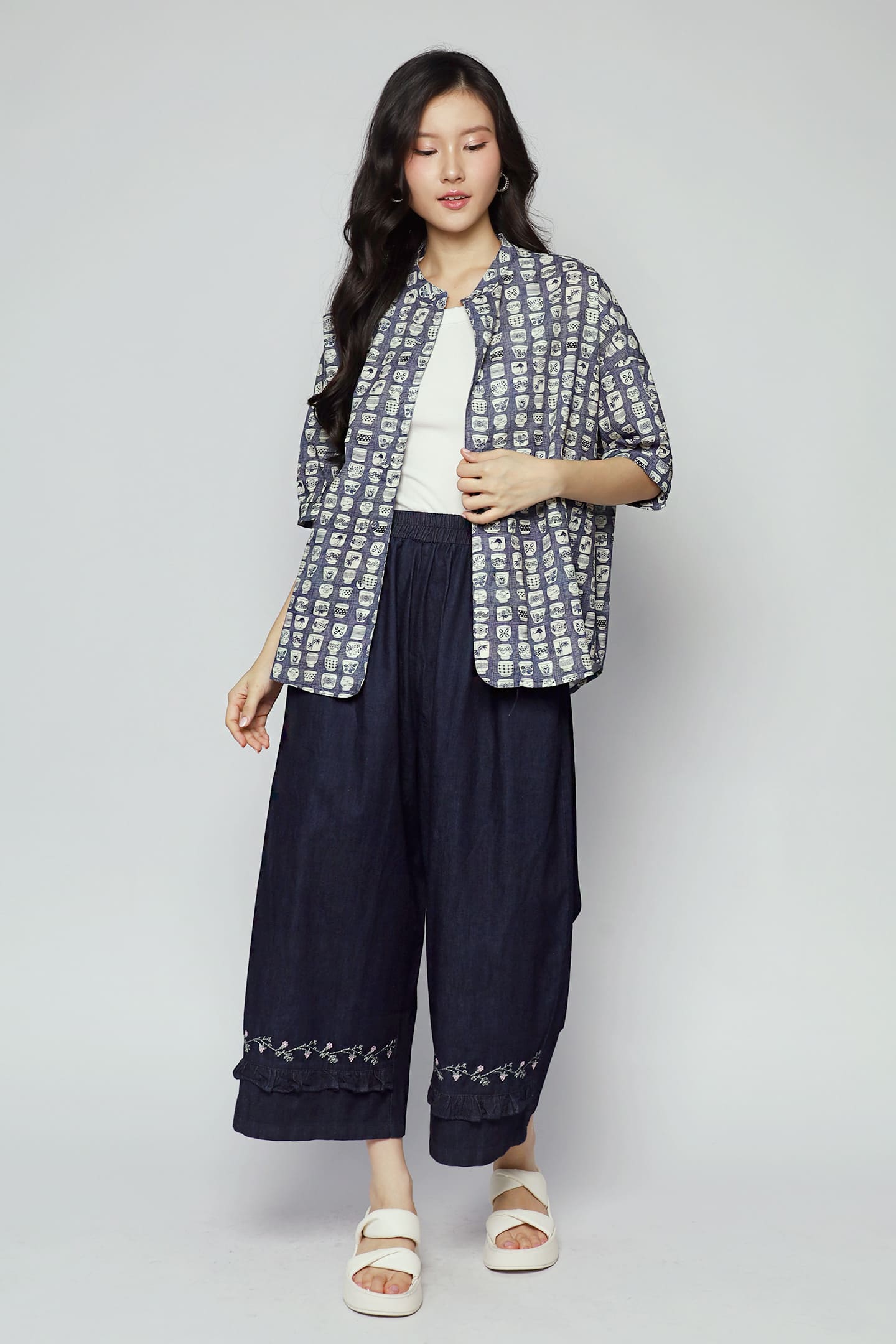 Liam Top in Blue Porcelain