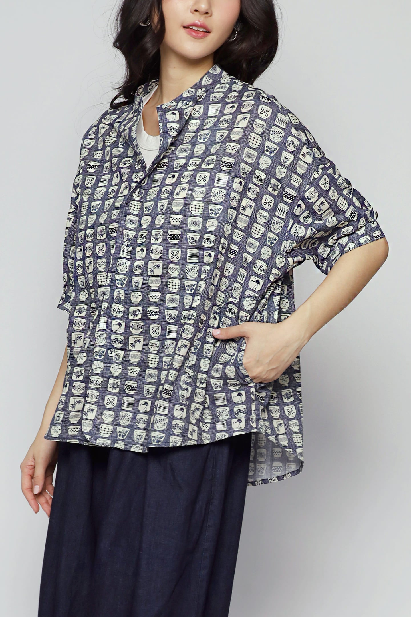 Liam Top in Blue Porcelain