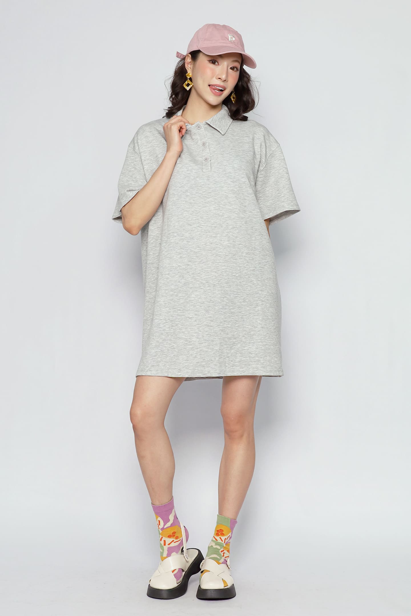 JOY - Light Drift Shirt Dress in Grey