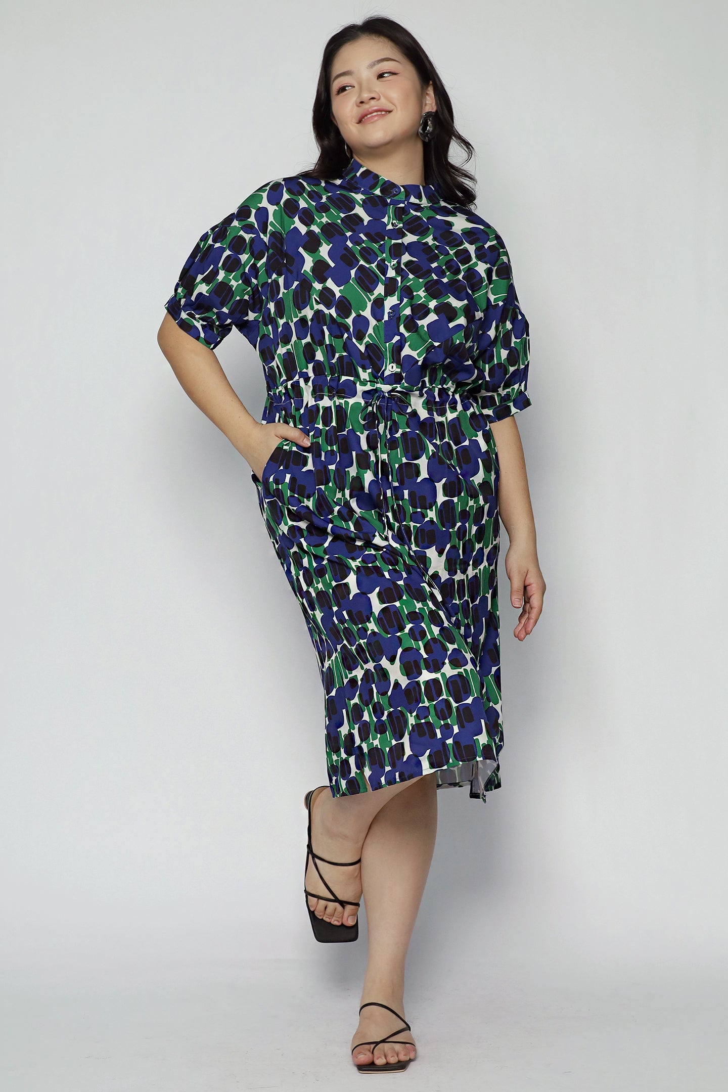Linda Dress in Indigo Mosaic
