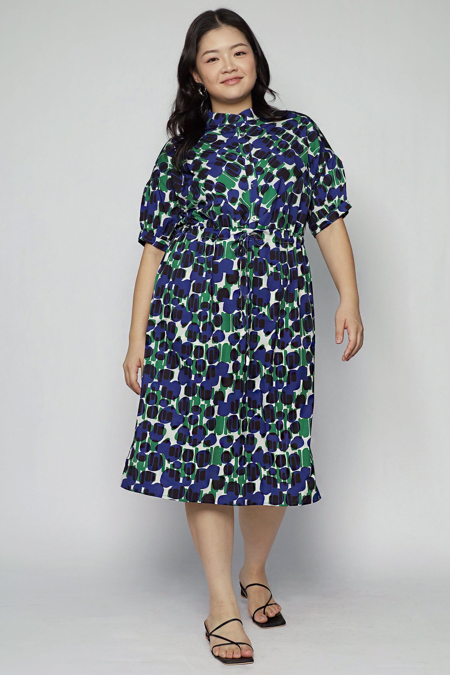 Linda Dress in Indigo Mosaic