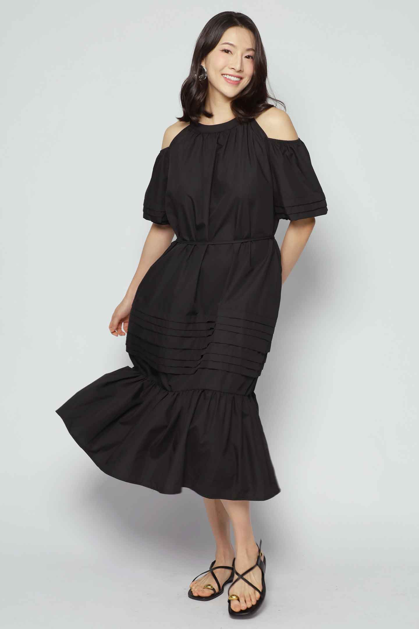 Lindsey Cold Shoulder Dress in Black