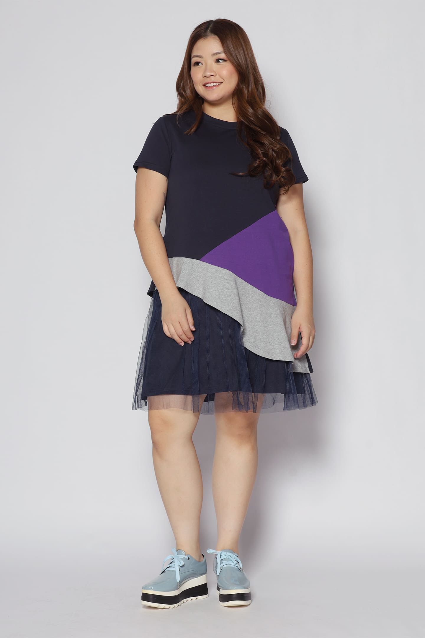 Lorrine Colourblock Dress in Purple