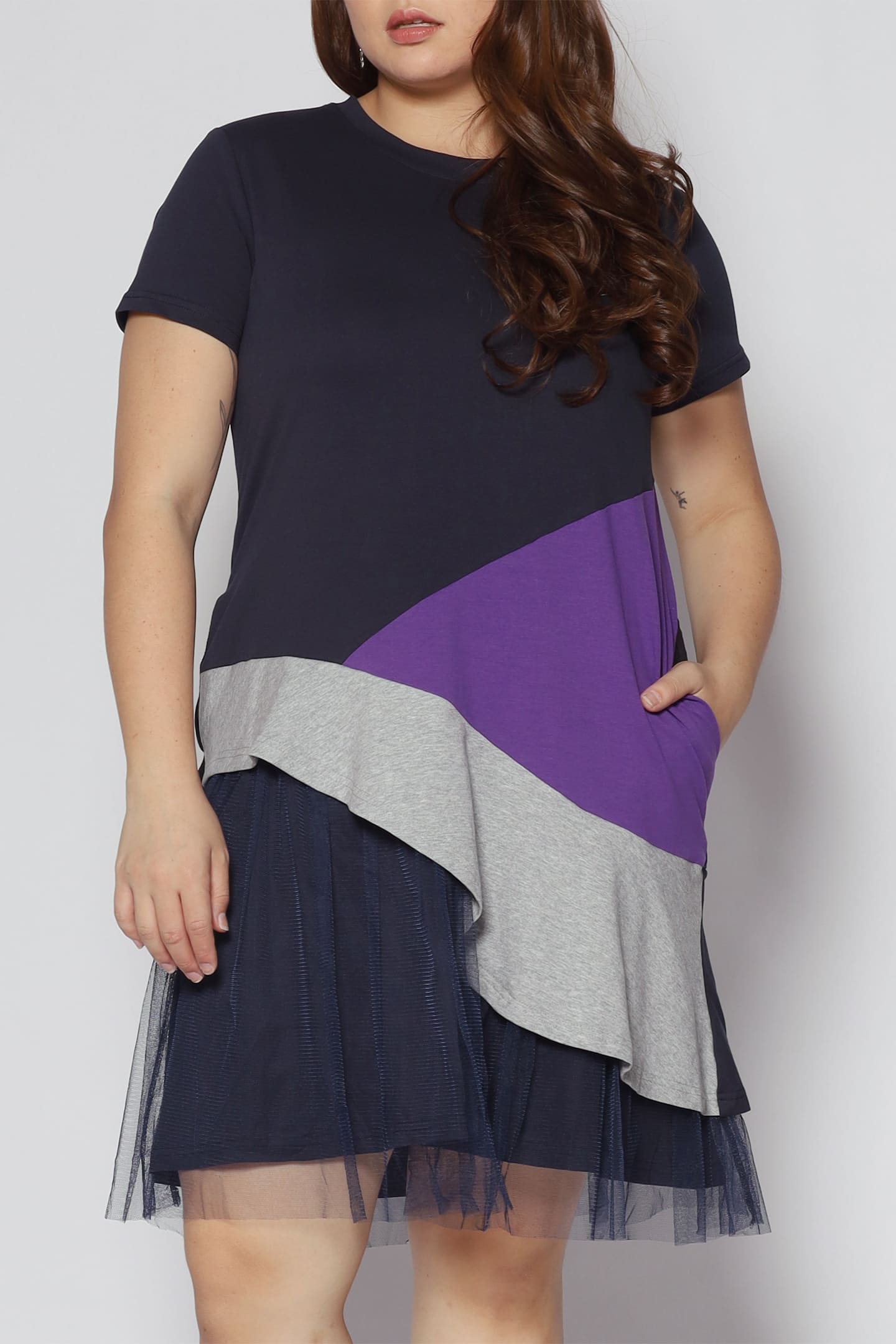 Lorrine Colourblock Dress in Purple