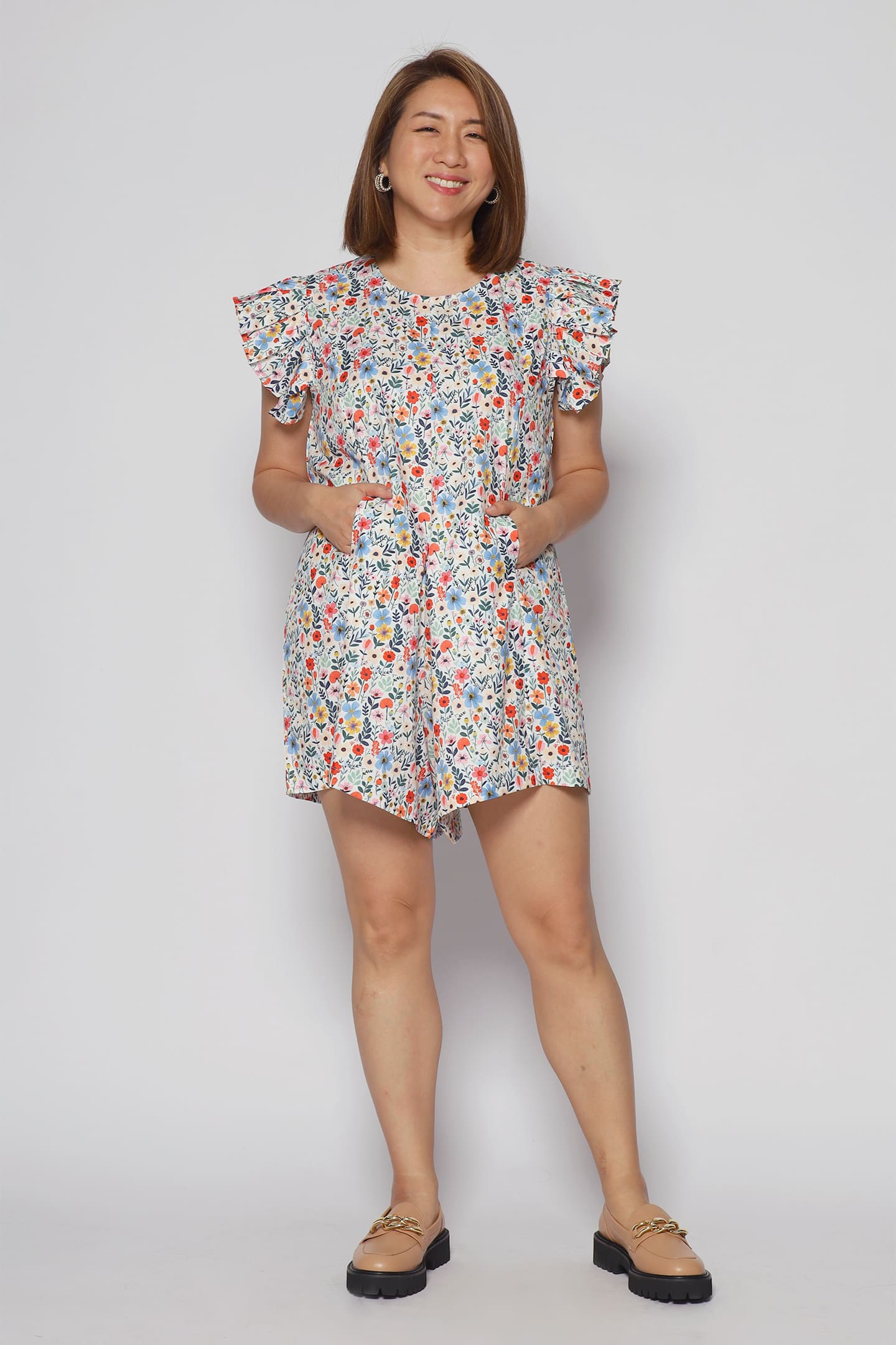 Louise Playsuit in Colourful Buds