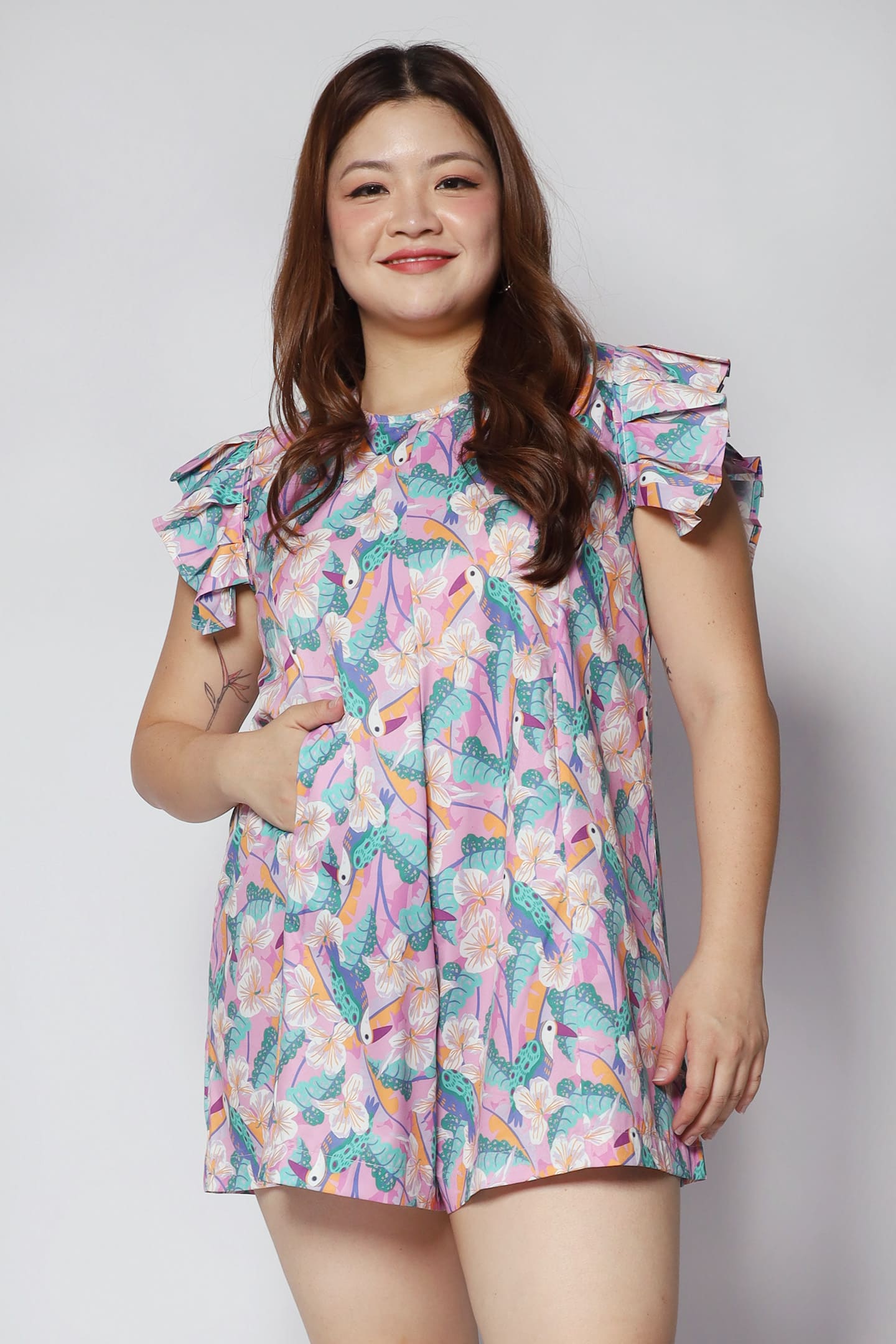 Louise Playsuit in Tropical Parrot