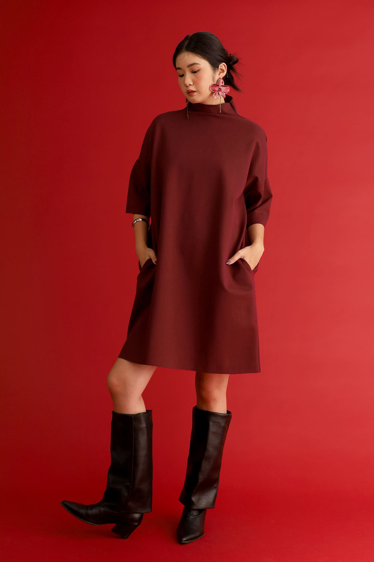 CHOSEN - Lunar Dress in Burgundy