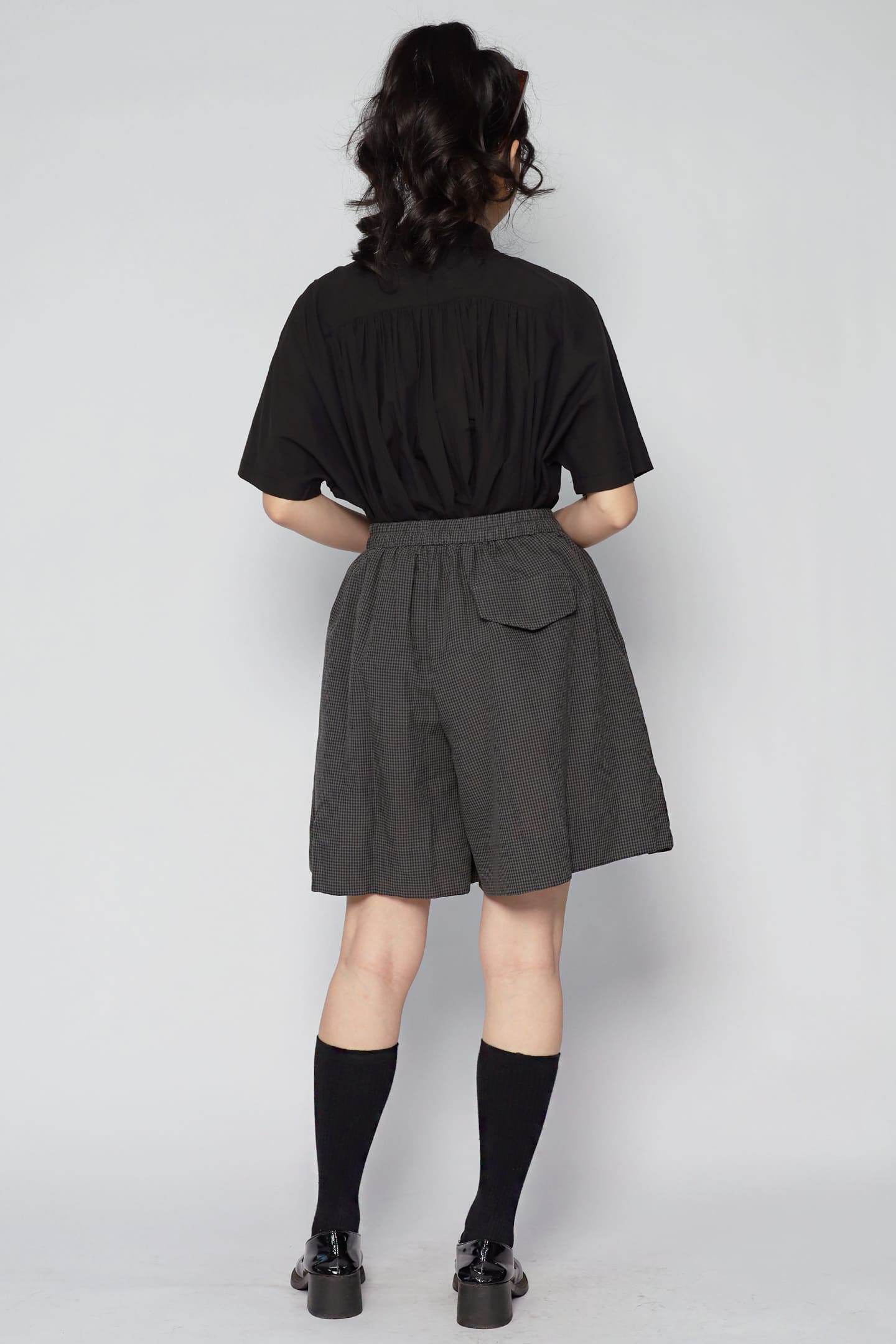 JOY - Lune Checkered Shorts in Dark Grey