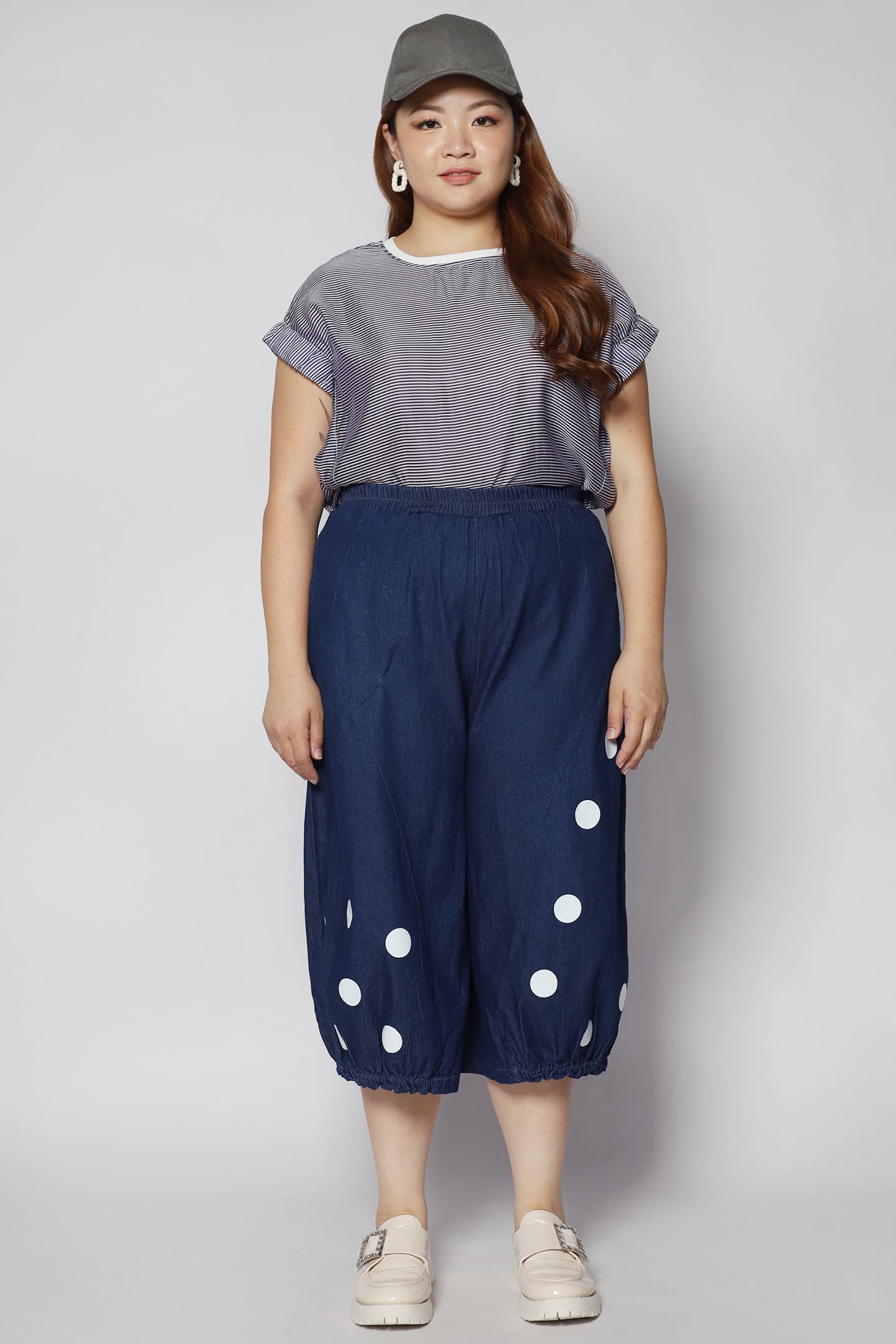 Mag Polkadot Culottes in Dark Denim