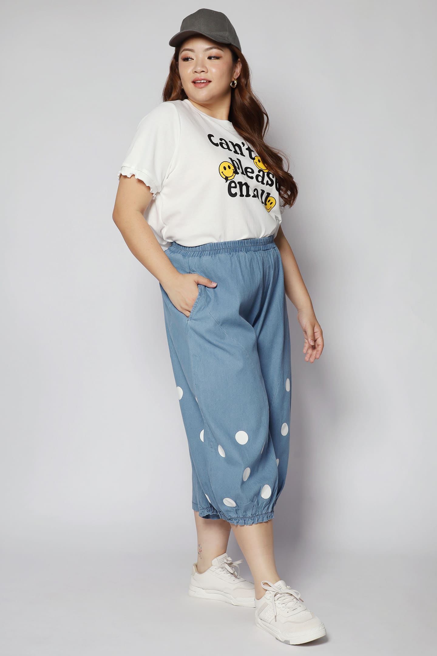 Mag Polkadot Culottes in Light Denim