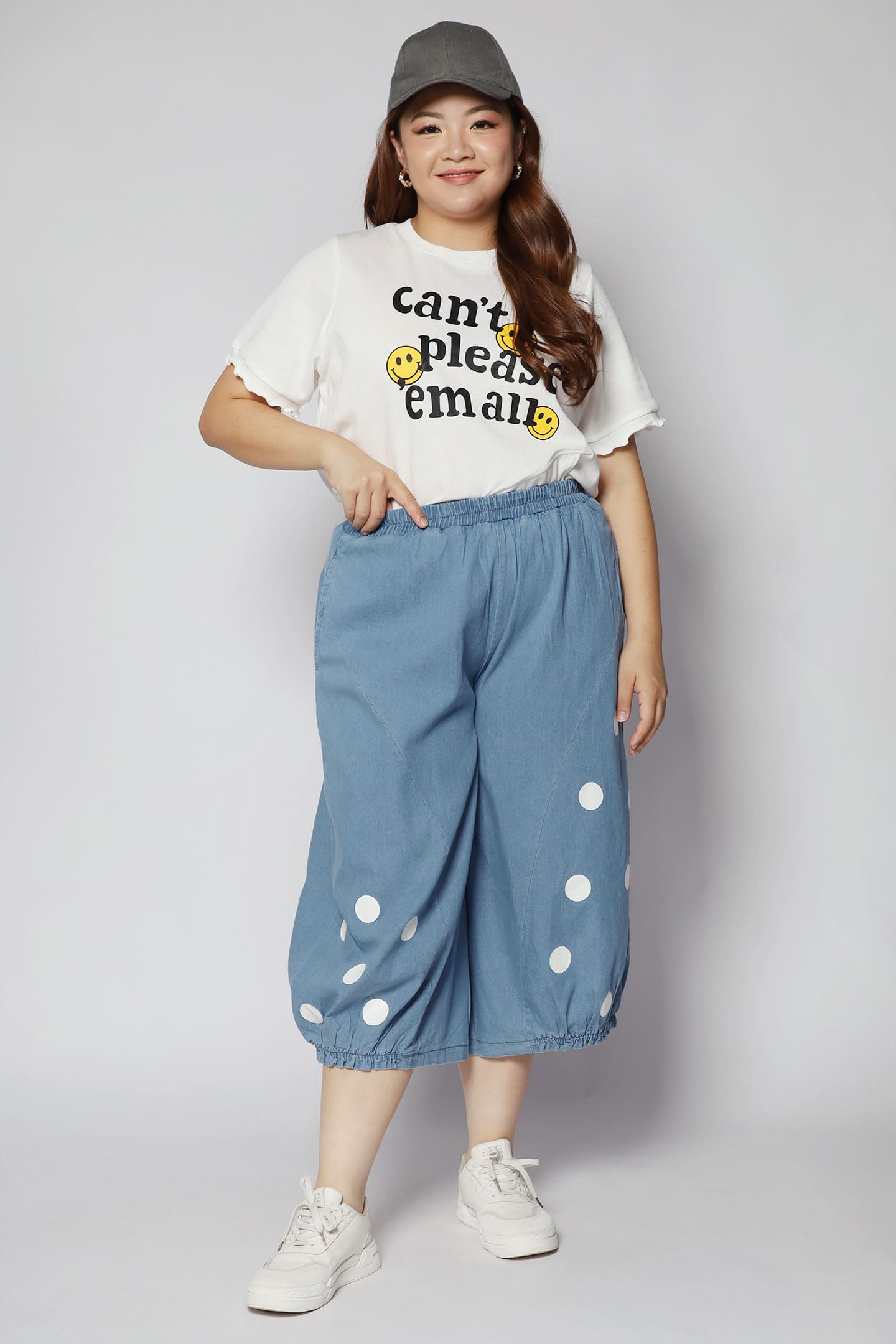 Mag Polkadot Culottes in Light Denim