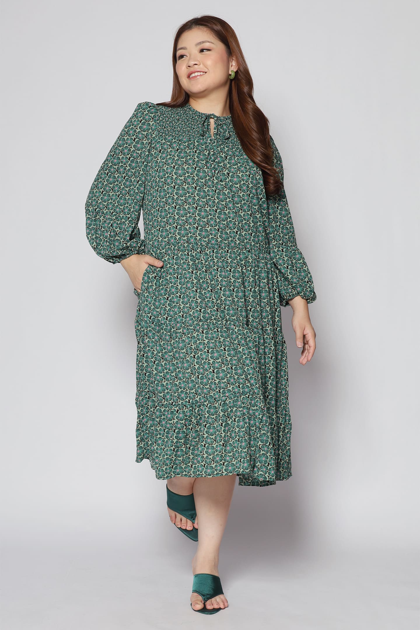 Maggie Dress in Green Floral