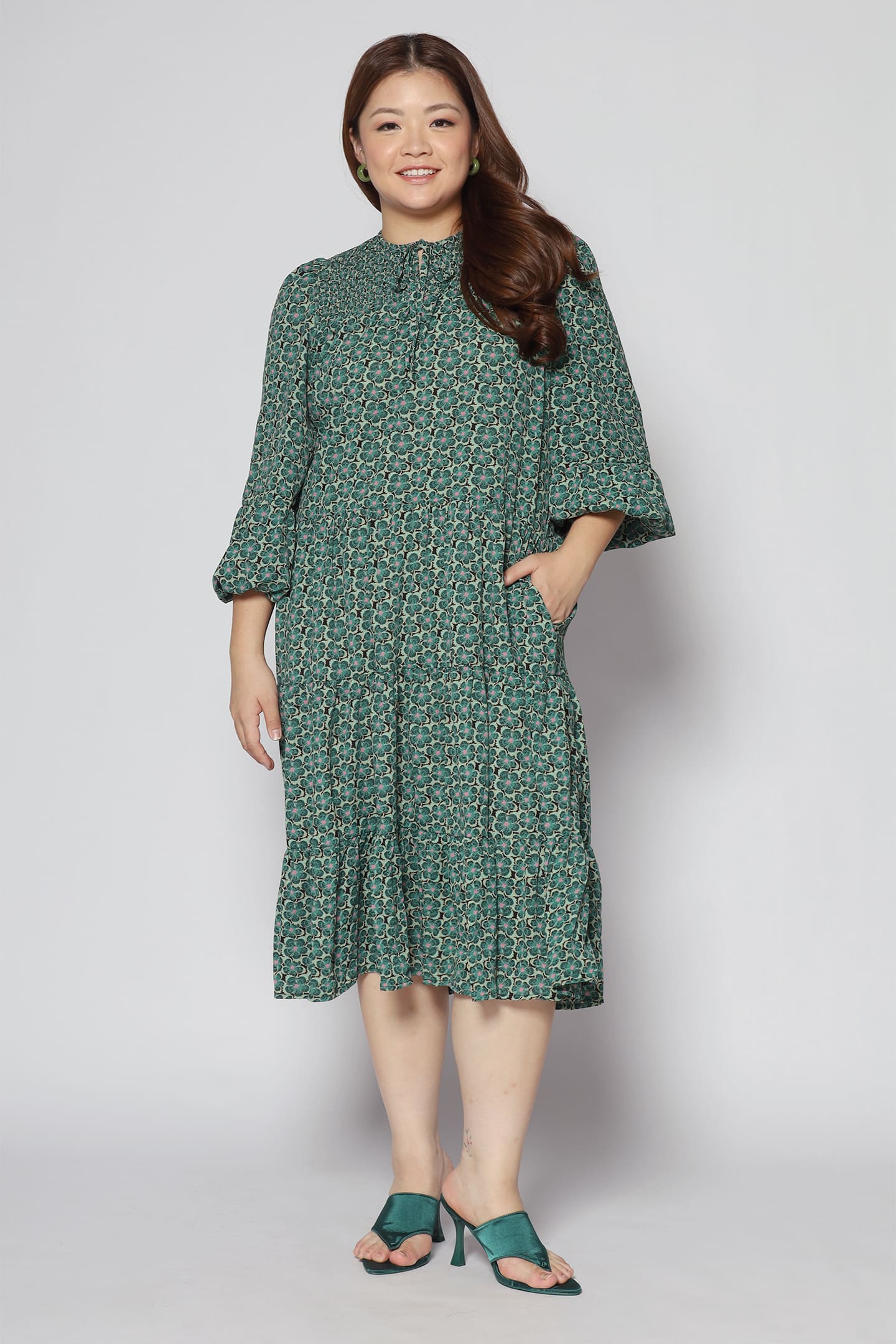 Maggie Dress in Green Floral