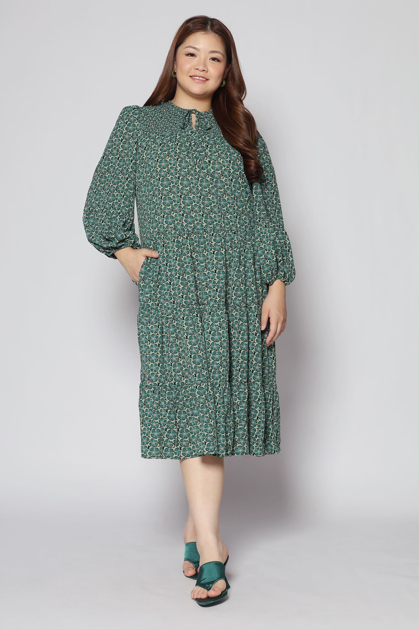 Maggie Dress in Green Floral