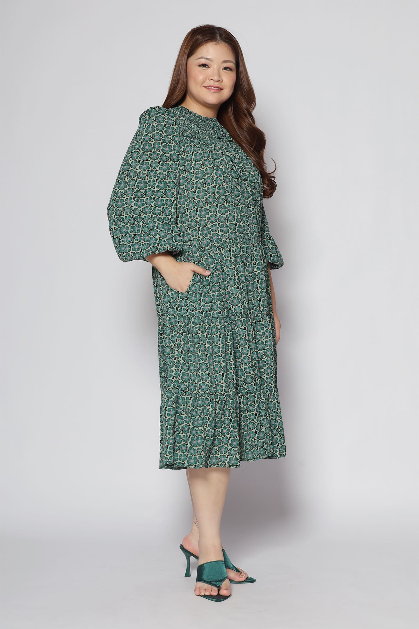 Maggie Dress in Green Floral