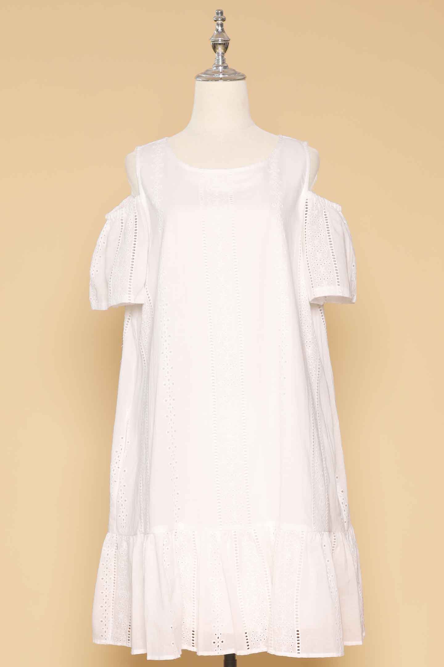 PO - Mary Jane Cold Shoulder Dress in White Crochet