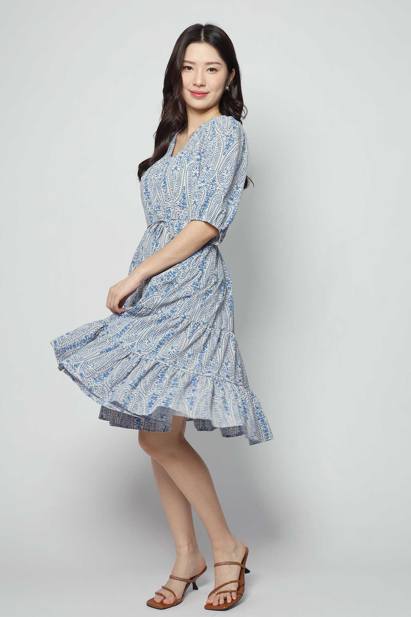 Melbourne Dress in Blue Paisley