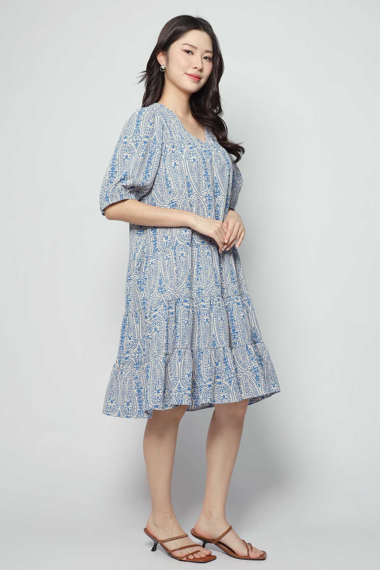 Melbourne Dress in Blue Paisley